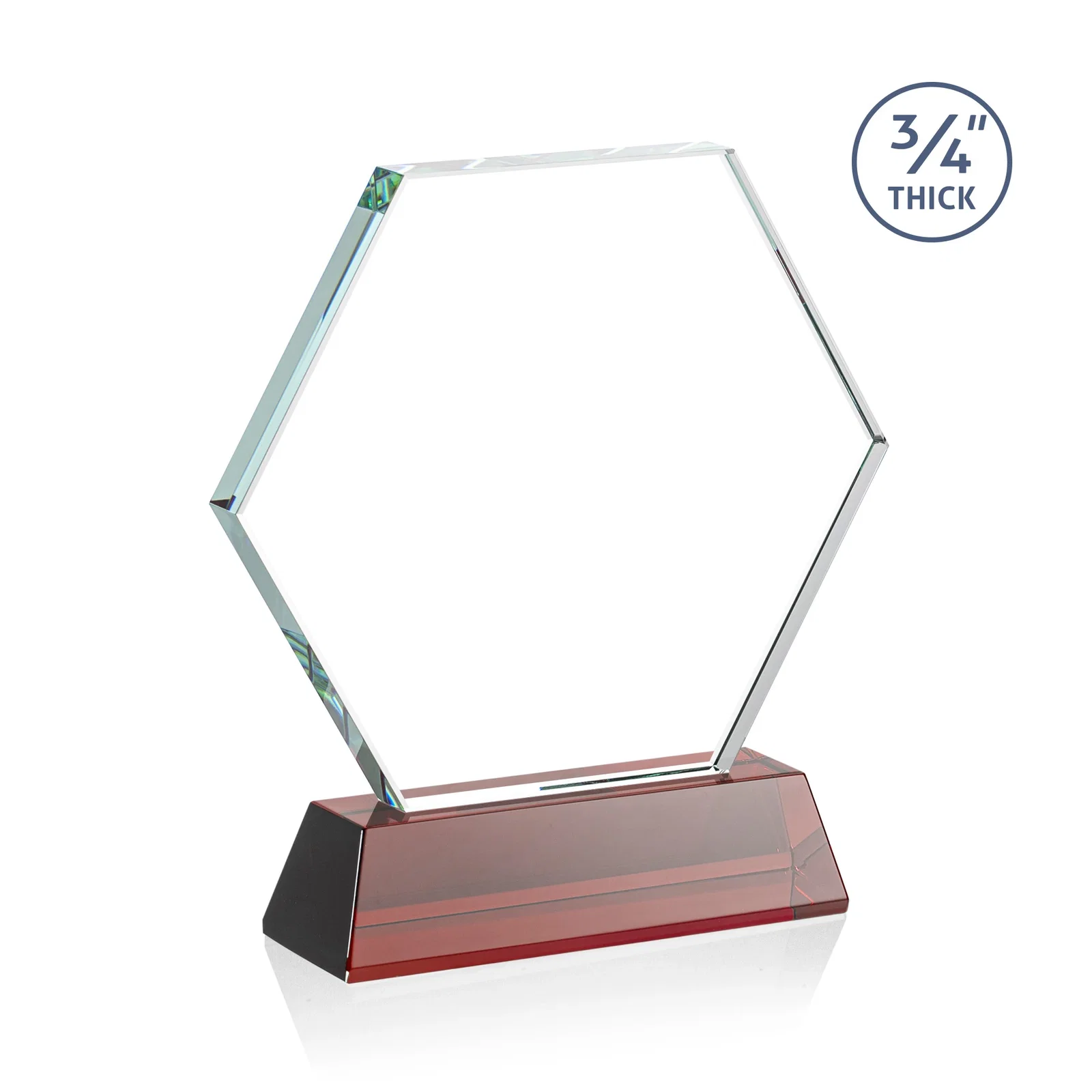 Custom Starfire Crystal Hexagon Award on Tall Tapered Base, awards, with your logo for retirement presentations