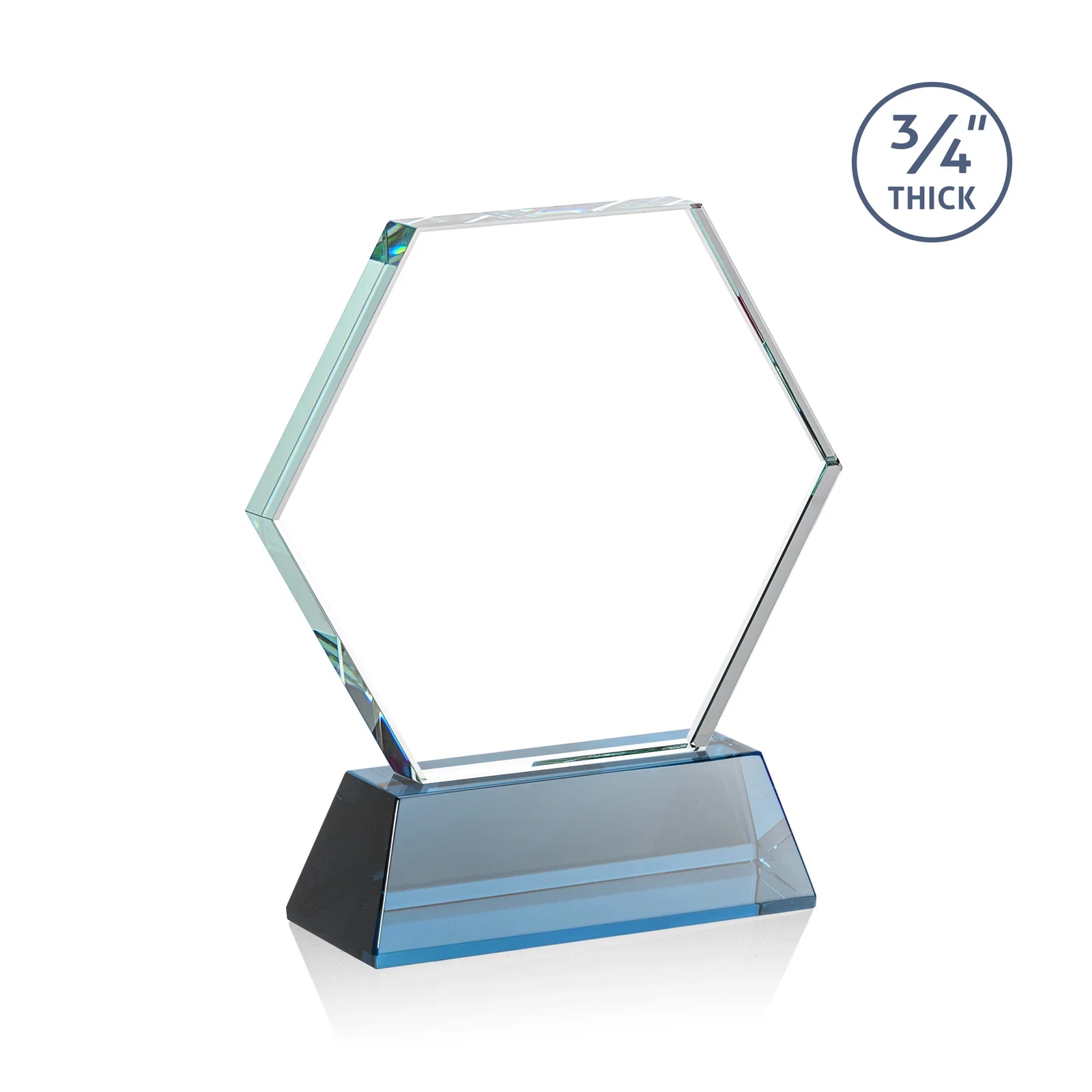 Custom Starfire Crystal Hexagon Award on Tall Tapered Base, awards, with your logo for donor appreciation