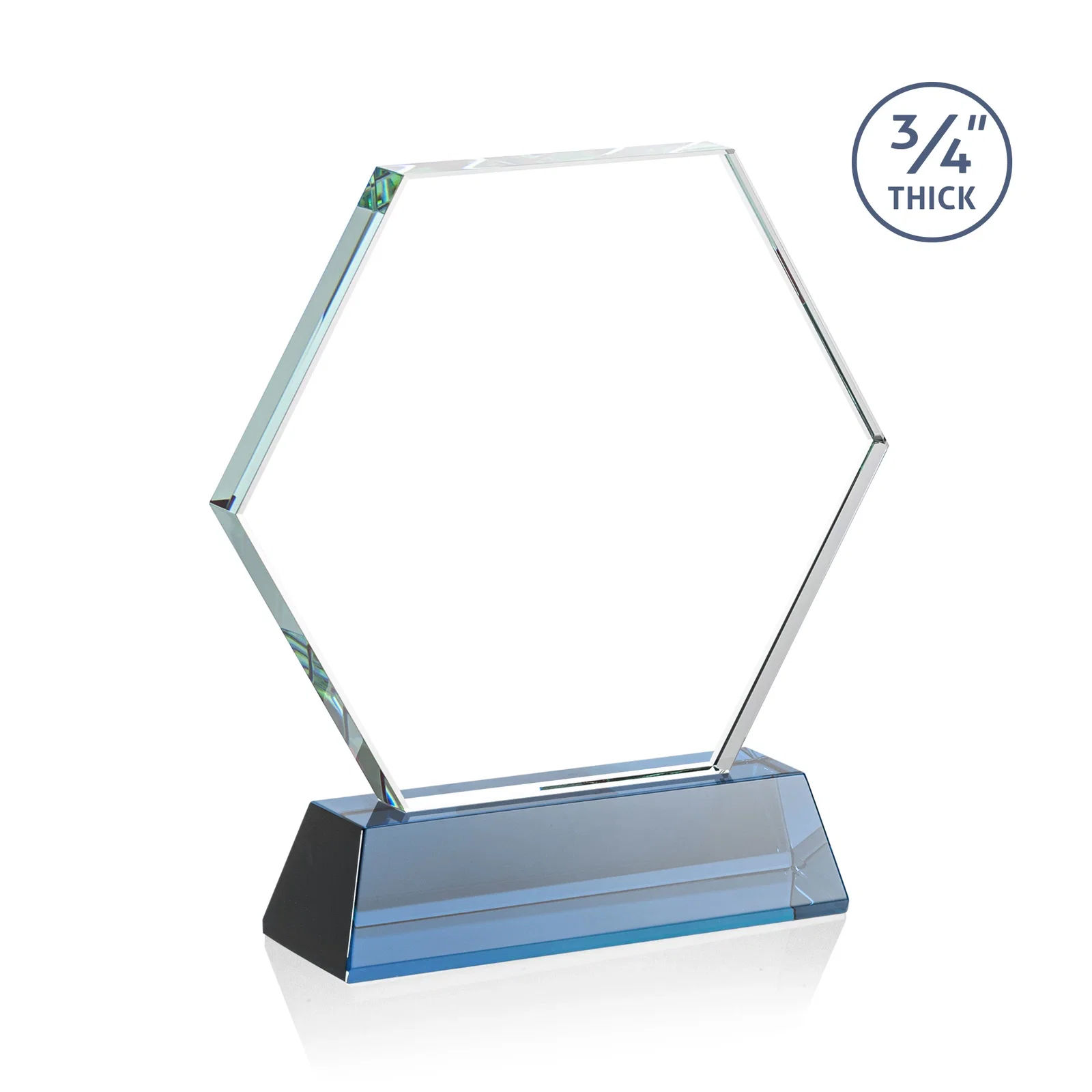 Custom Starfire Crystal Hexagon Award on Tall Tapered Base, awards, with your logo for graduation ceremonies