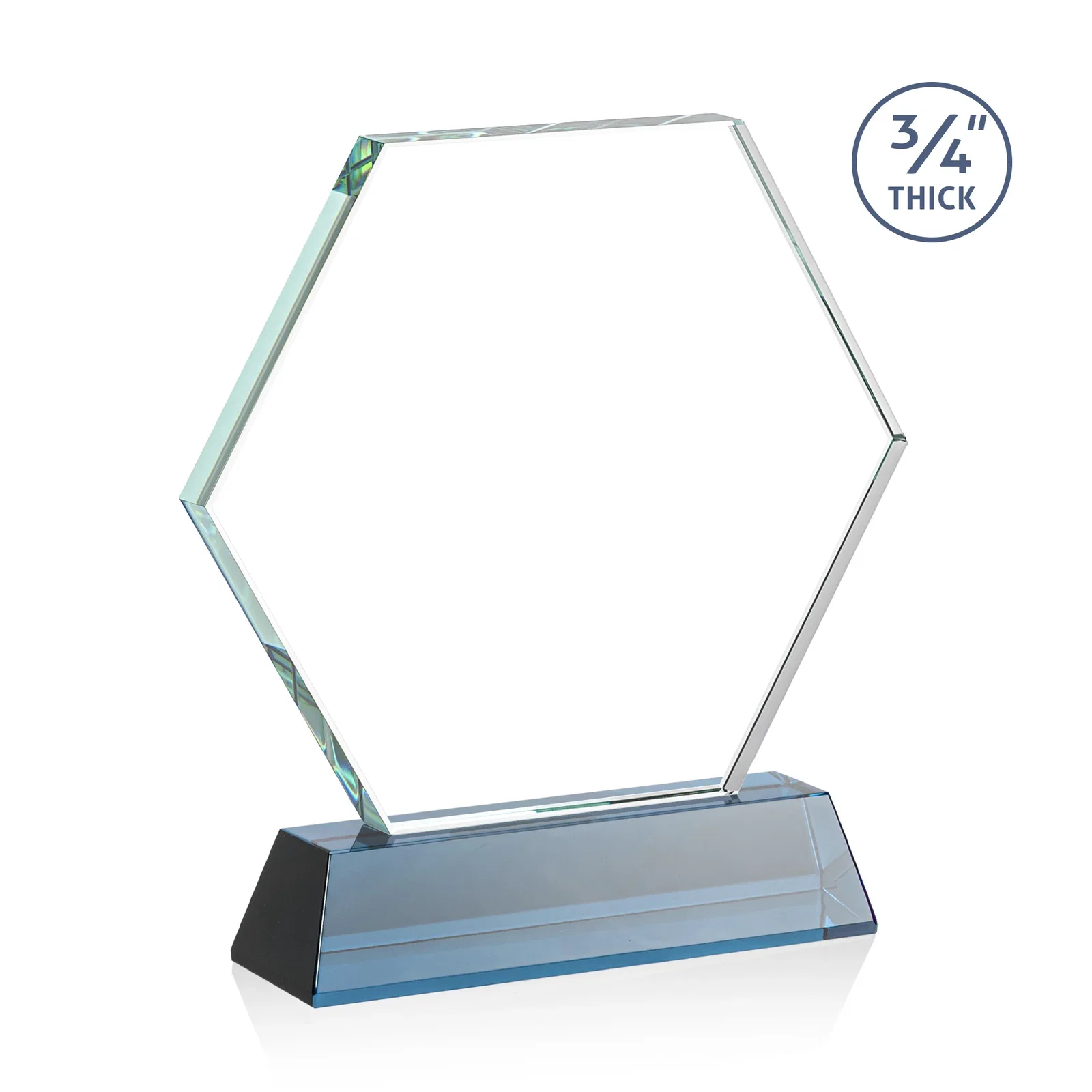 Custom Starfire Crystal Hexagon Award on Tall Tapered Base, awards, with your logo for safety achievement programs