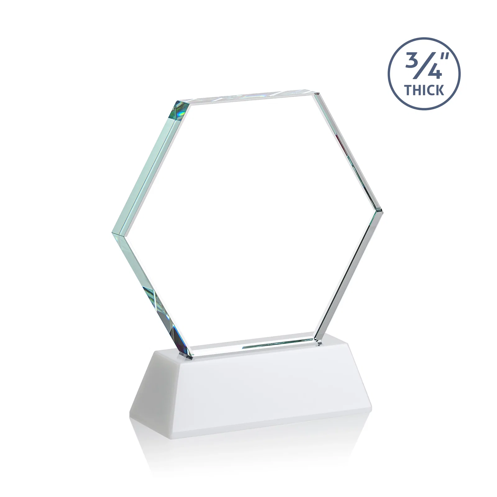Custom Starfire Crystal Hexagon Award on Tall Tapered Base, awards, with your logo for volunteer appreciation
