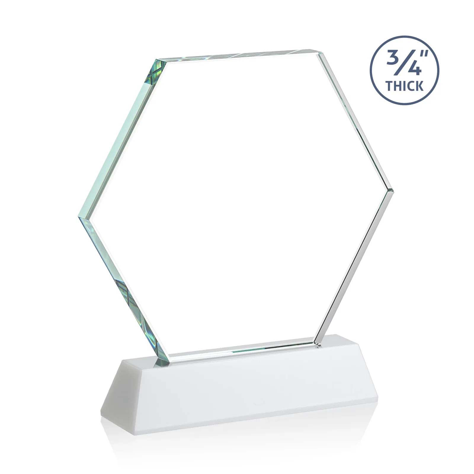 Custom Starfire Crystal Hexagon Award on Tall Tapered Base, awards, with your logo for company anniversary events