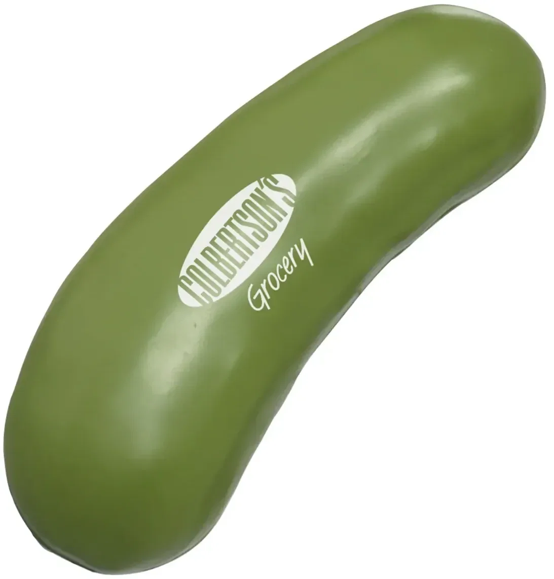 Custom Pickle Stress Reliever novelty squeeze toy shaped like a pickle, molded foam with logo
