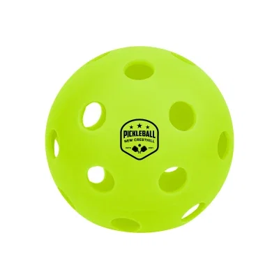 Lime green indoor pickleball with twenty six drilled holes