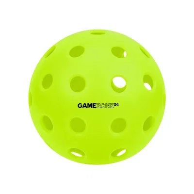 Outdoor pickleball in lime green with forty drilled holes