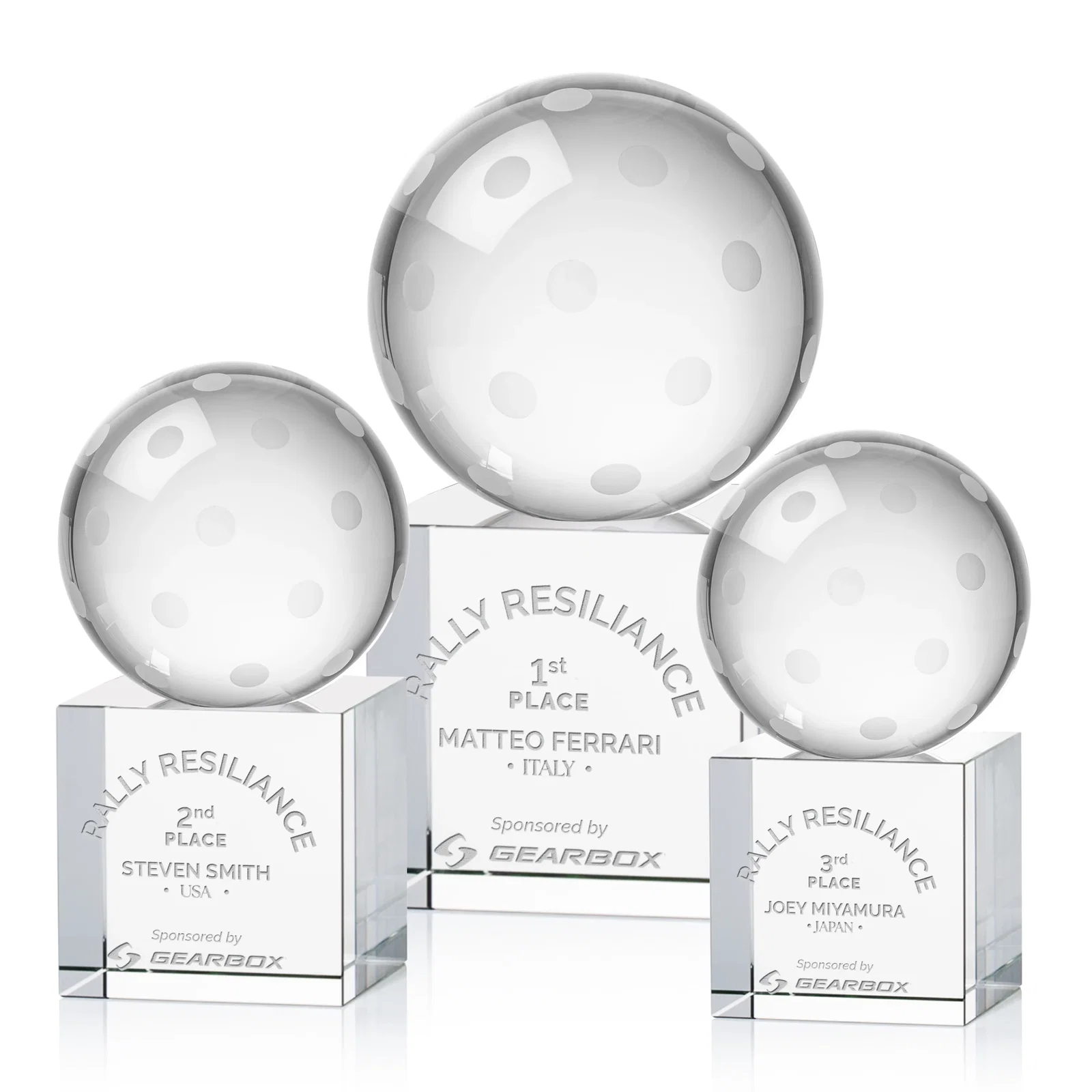Custom Optical Crystal Pickleball Award for employee recognition