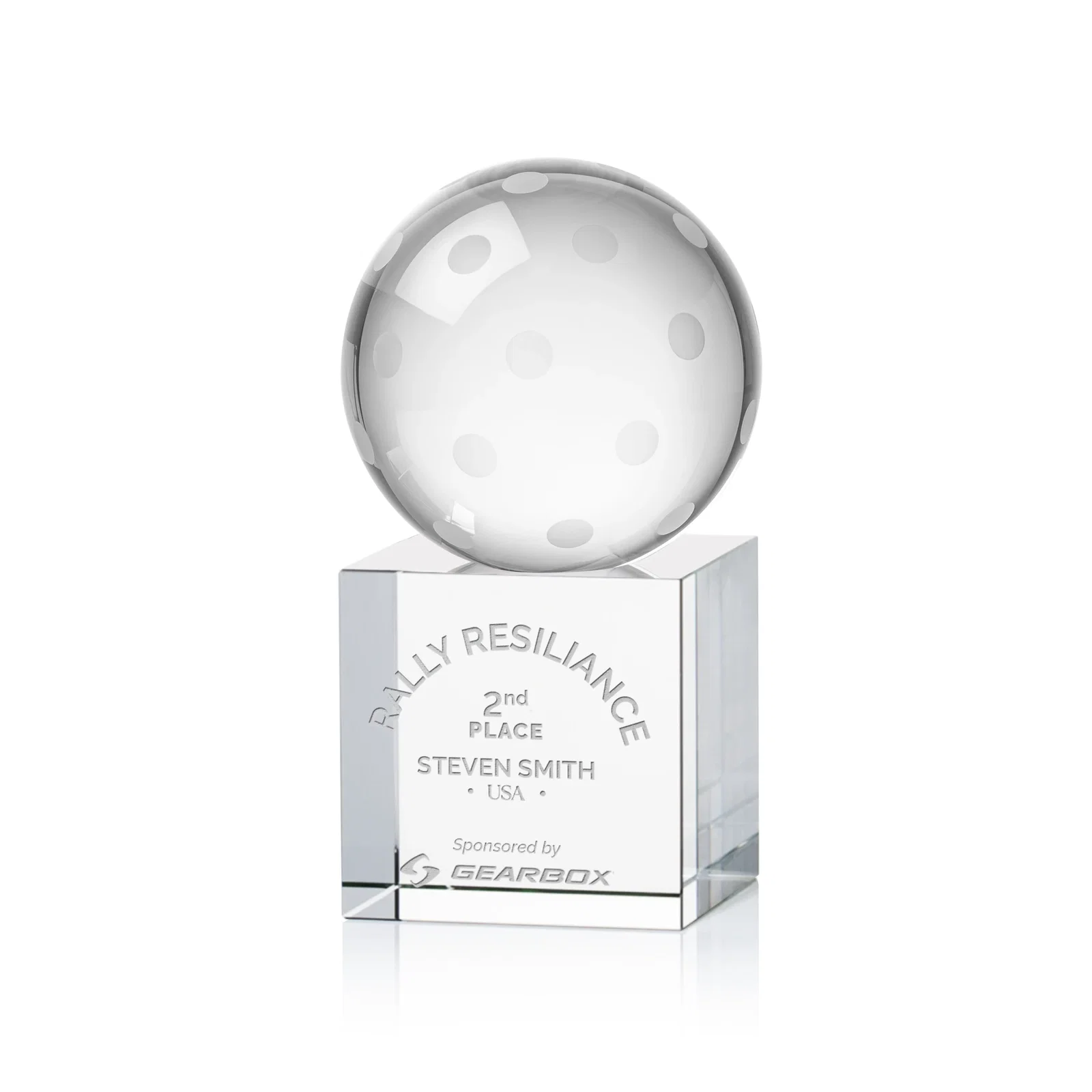 Custom Optical Crystal Pickleball Award for service anniversary gifts