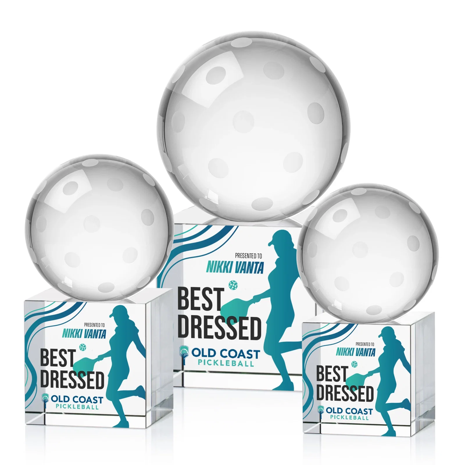 Custom Optical Crystal Pickleball Award for retirement presentations