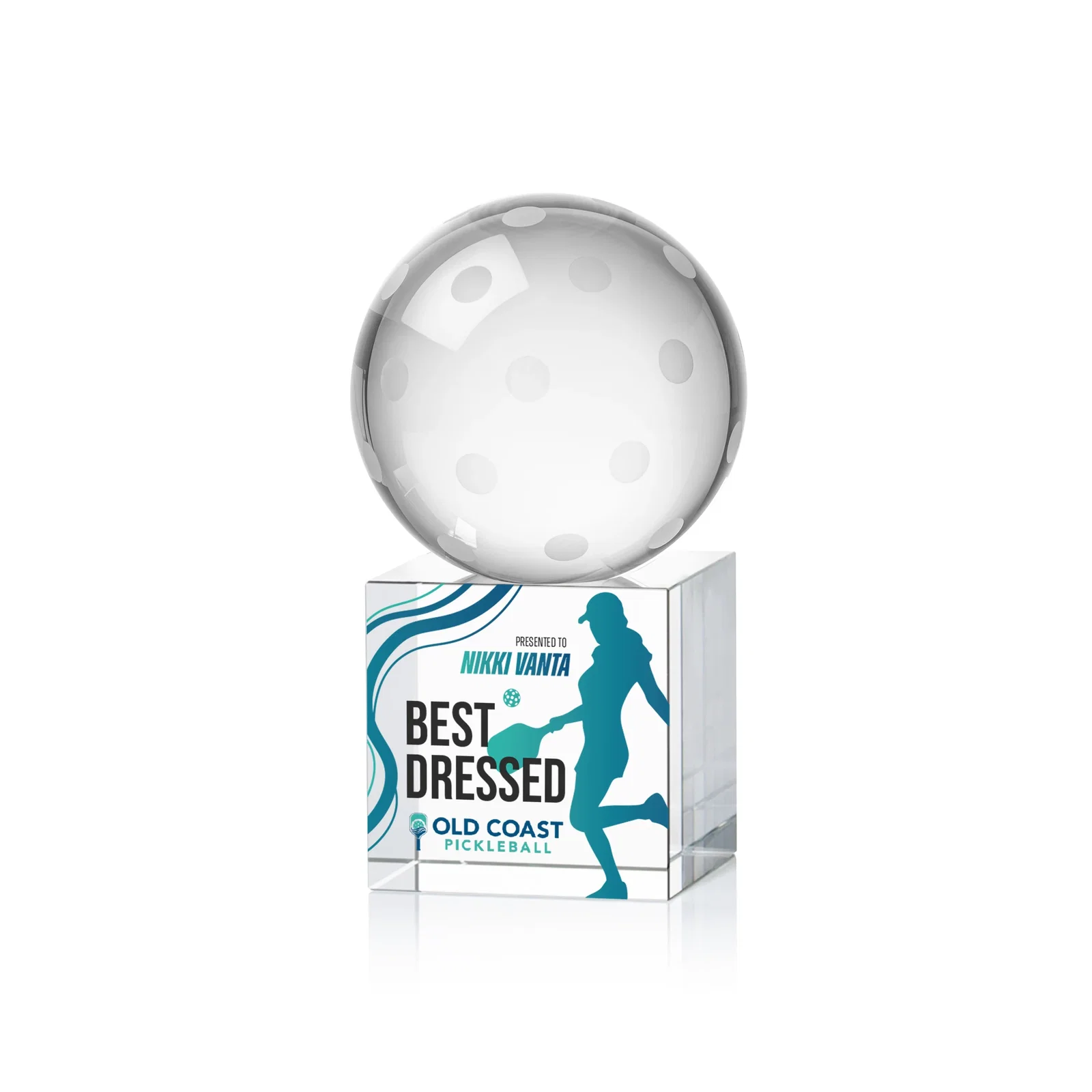 Custom Optical Crystal Pickleball Award for team milestone celebrations