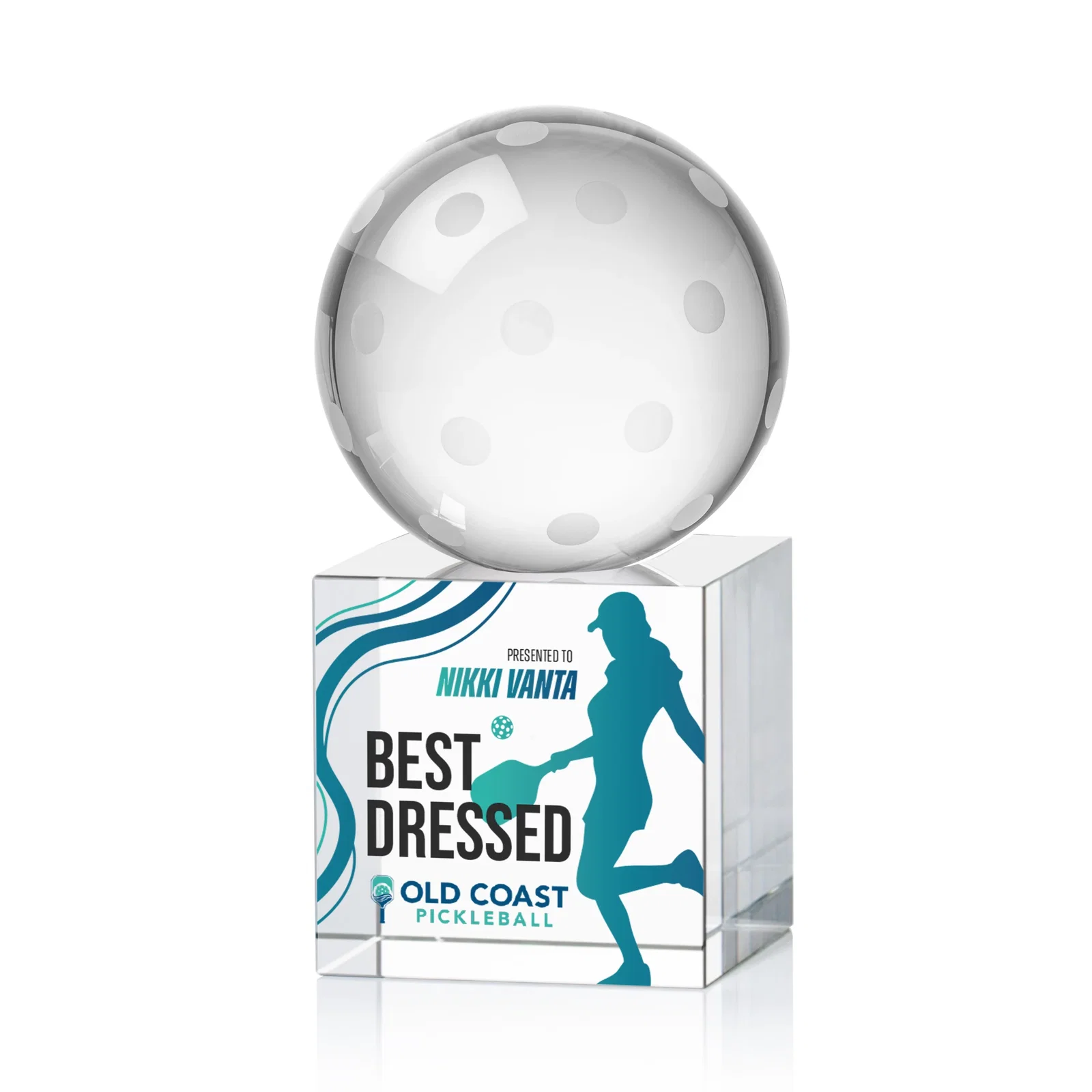 Custom Optical Crystal Pickleball Award for graduation ceremonies