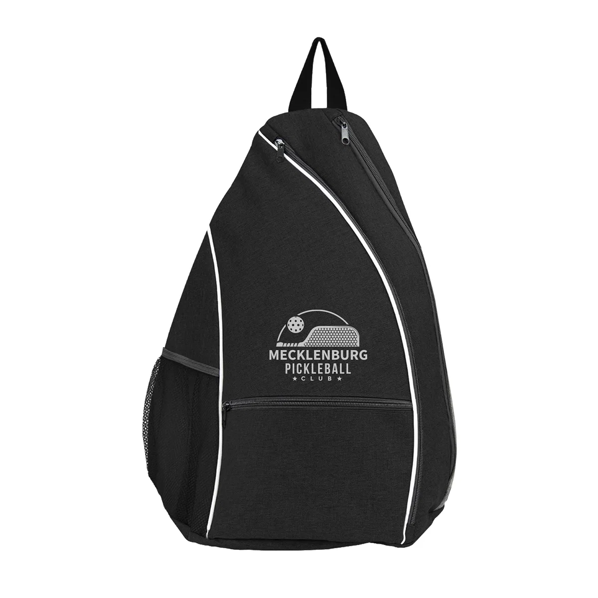 Pickleball carryall backpack standing upright with both shoulder straps visible