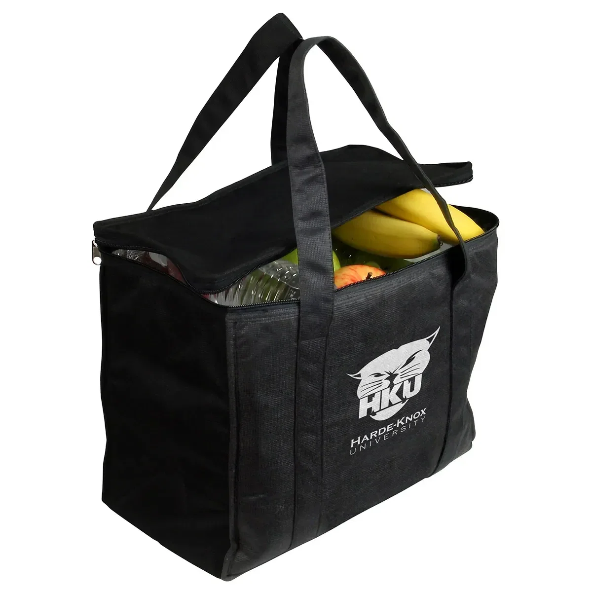 Custom Picnic RPET Cooler Bag, branded recycled-PET insulated tote that keeps drinks cold, front view
