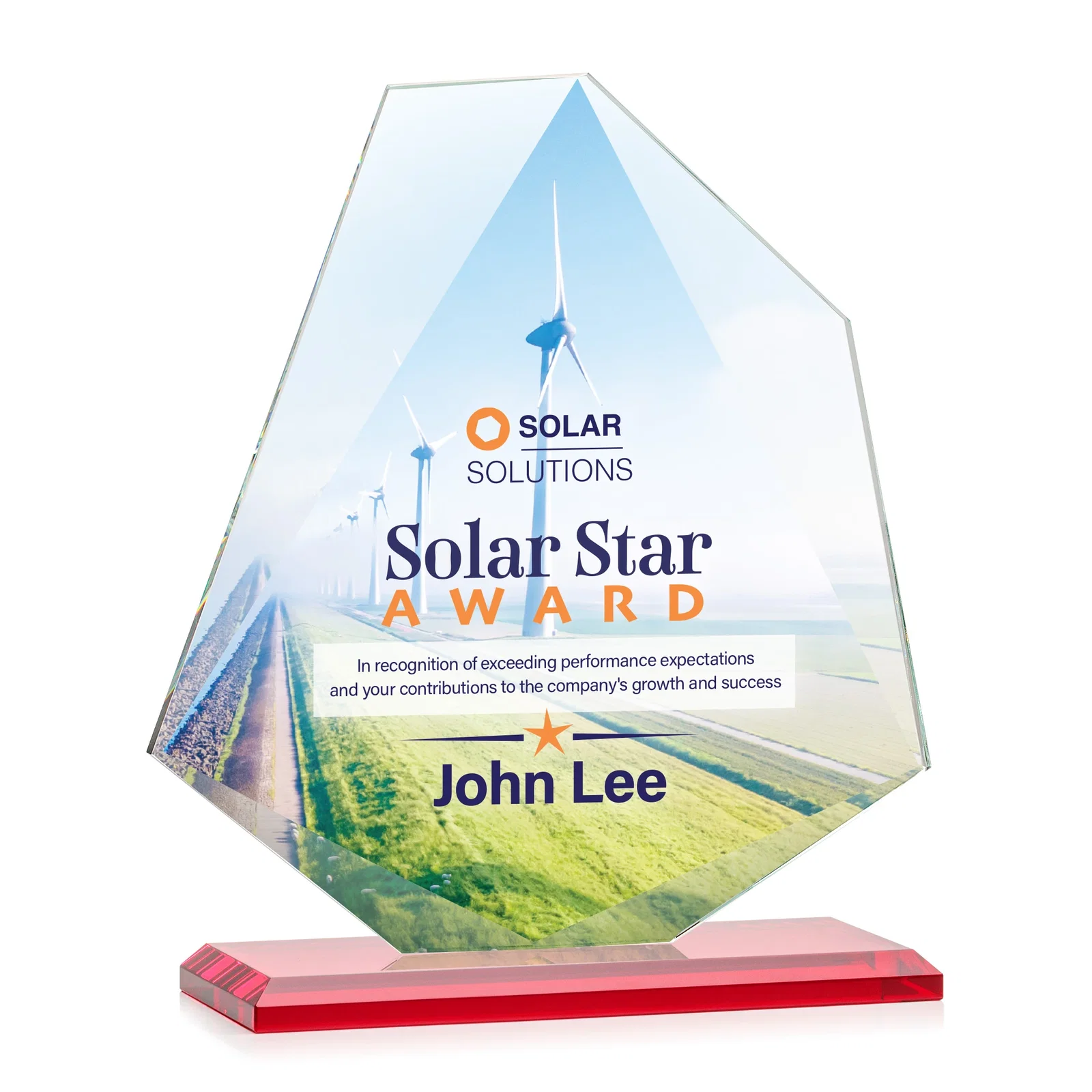 Custom Jade Glass Polygon Award With Full-Perimeter Bevel, with your logo for corporate award ceremonies