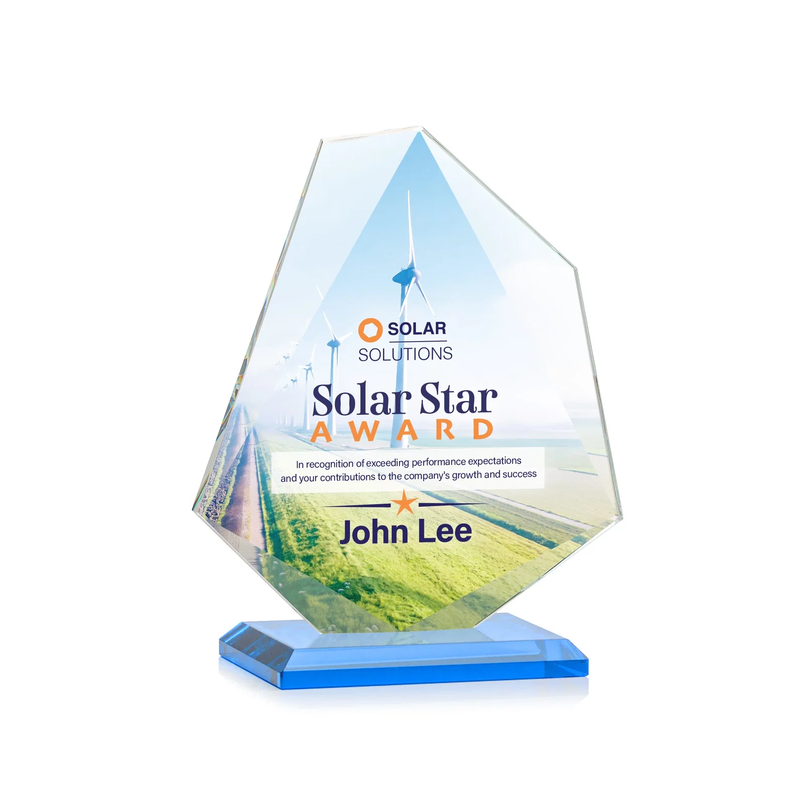 Custom Jade Glass Polygon Award With Full-Perimeter Bevel, with your logo for sales achievement awards