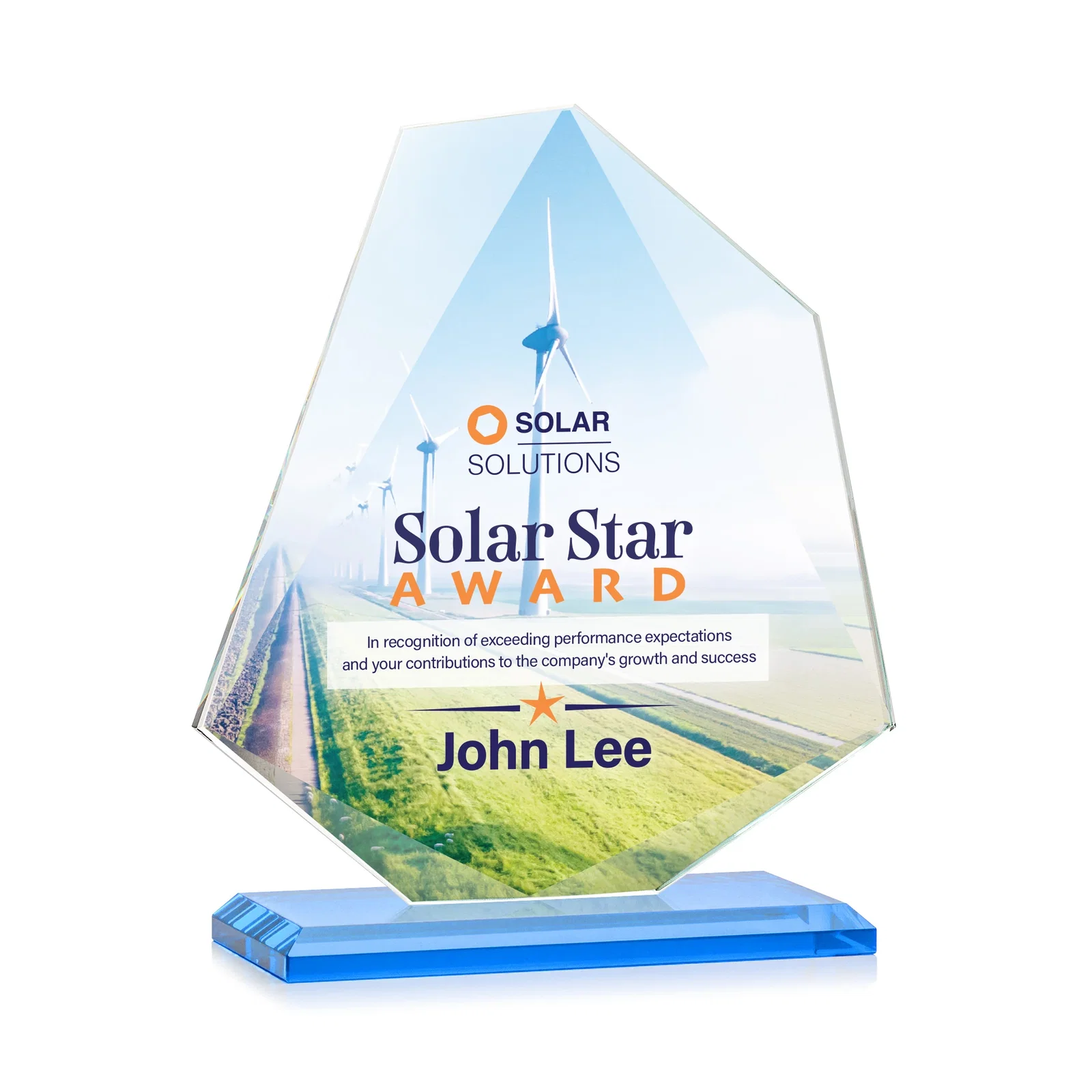 Custom Jade Glass Polygon Award With Full-Perimeter Bevel, with your logo for team milestone celebrations