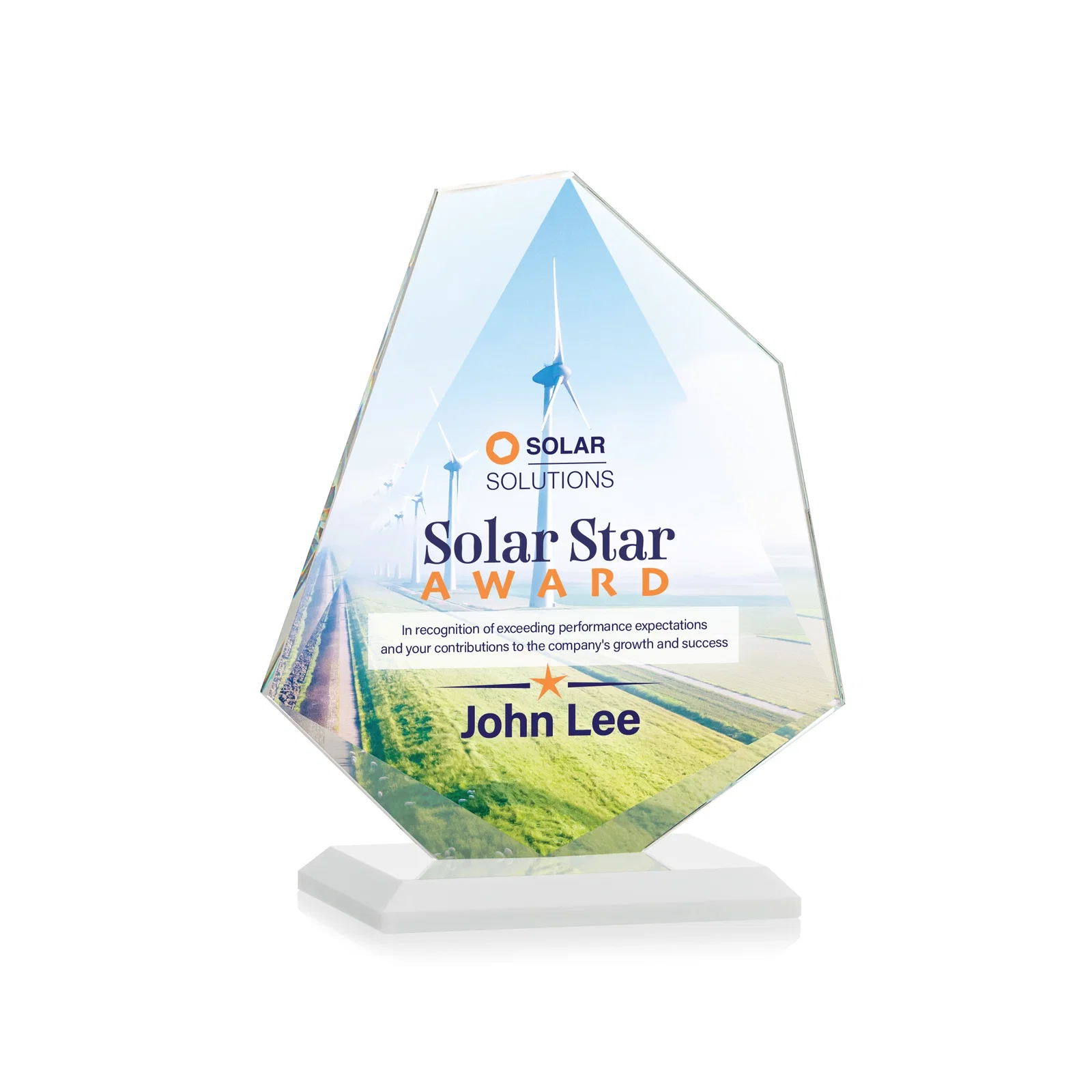 Custom Jade Glass Polygon Award With Full-Perimeter Bevel, with your logo for safety achievement programs