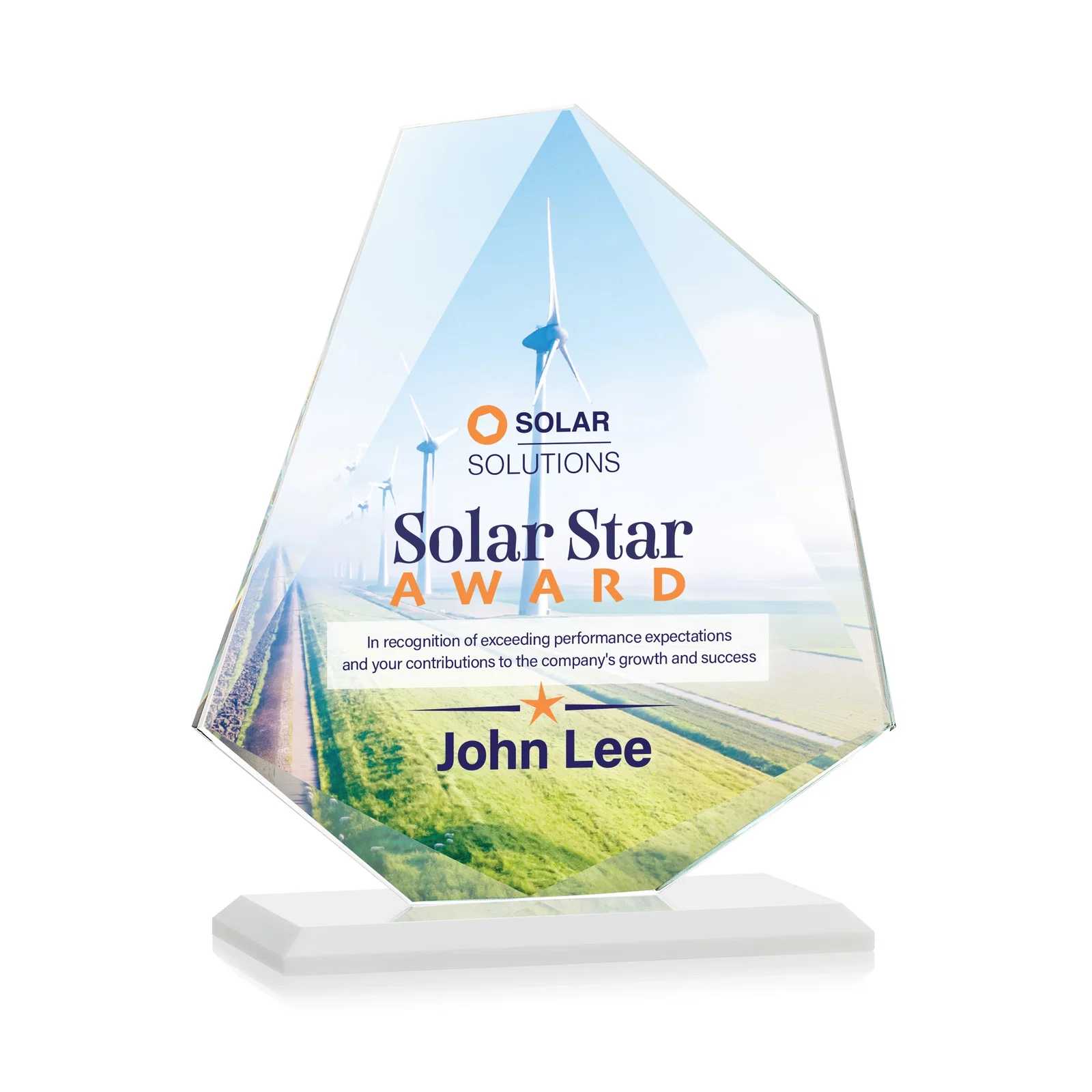 Custom Jade Glass Polygon Award With Full-Perimeter Bevel, with your logo for dealer and partner awards