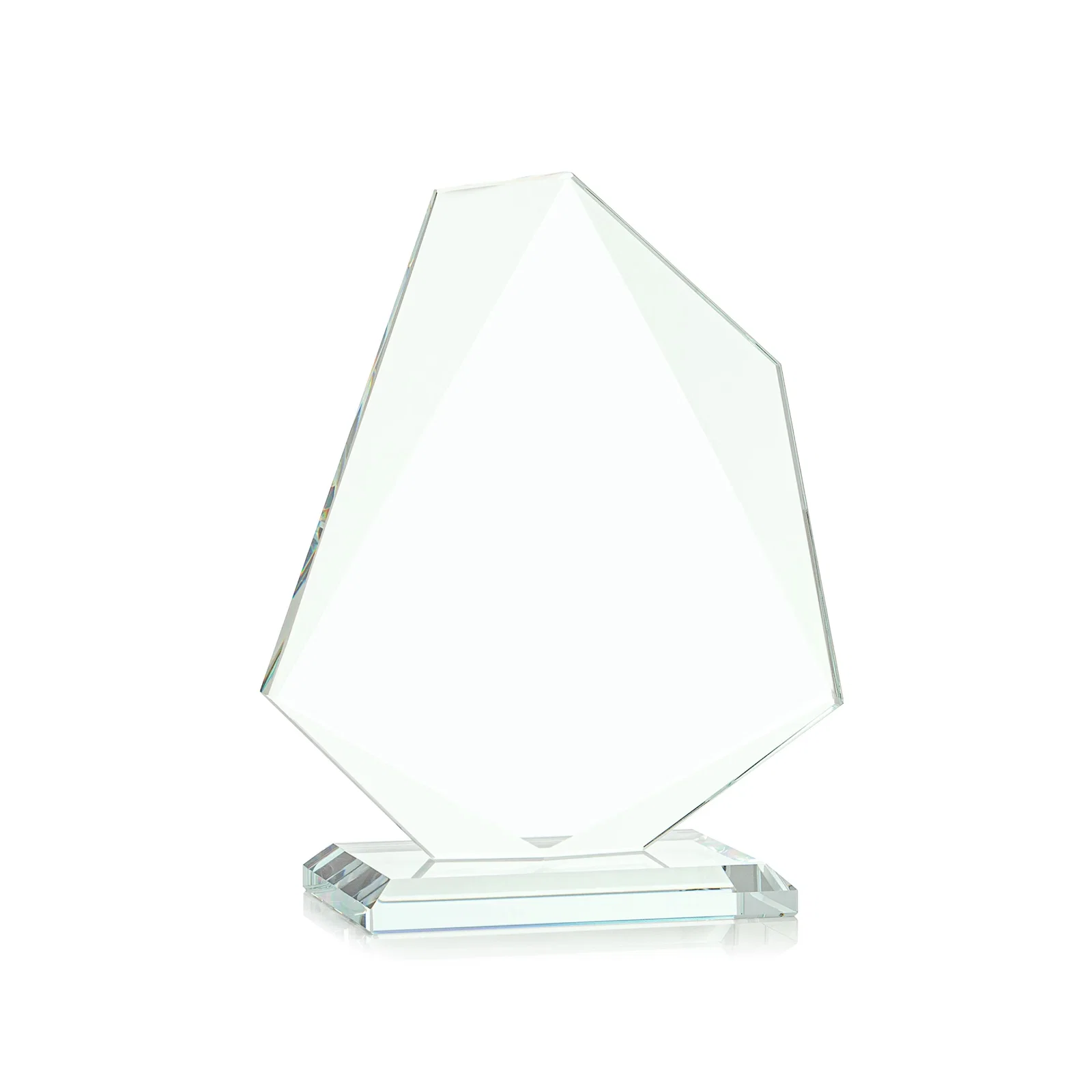Personalized Jade Glass Polygon Award With Full-Perimeter Bevel, with your logo for employee recognition