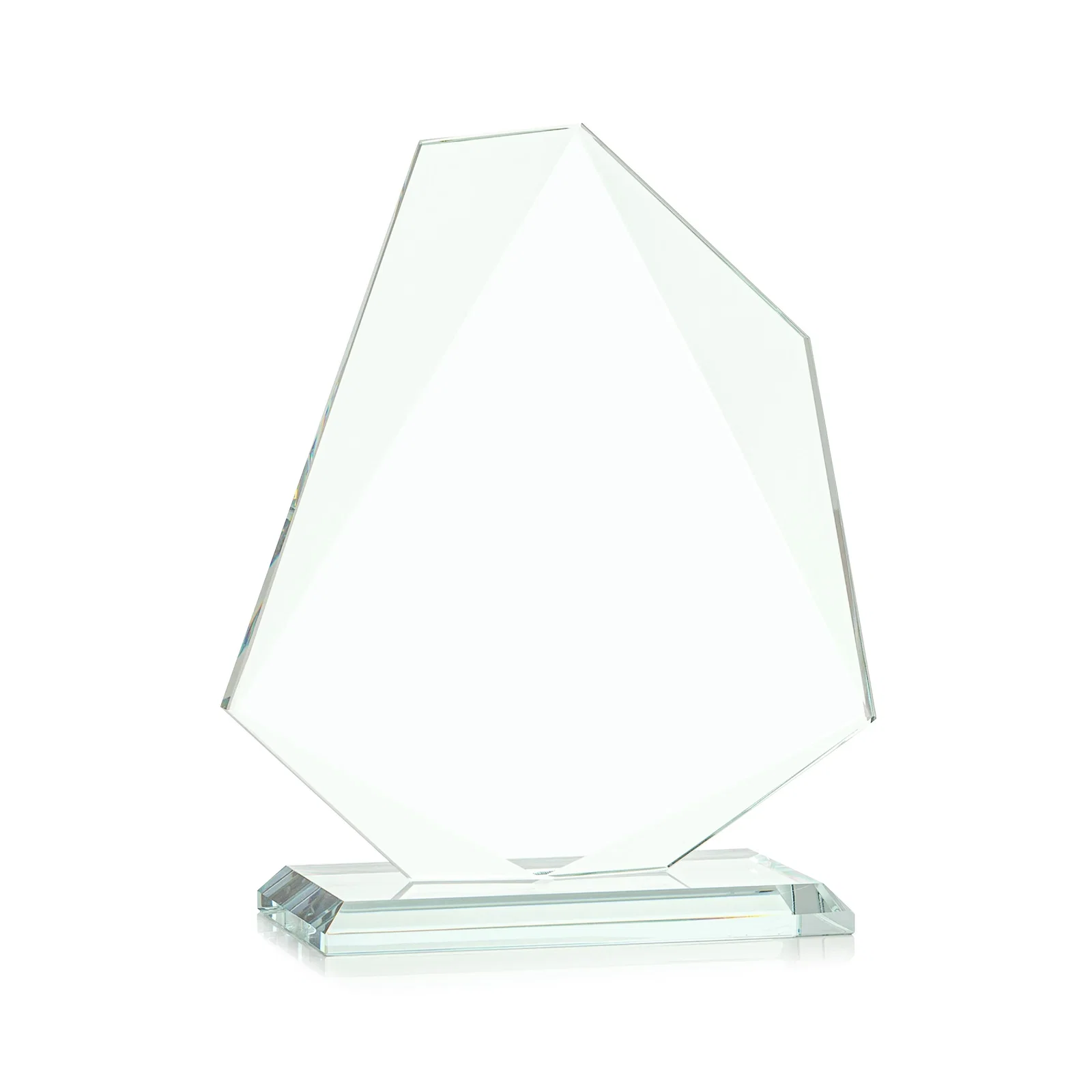 Personalized Jade Glass Polygon Award With Full-Perimeter Bevel, with your logo for corporate award ceremonies