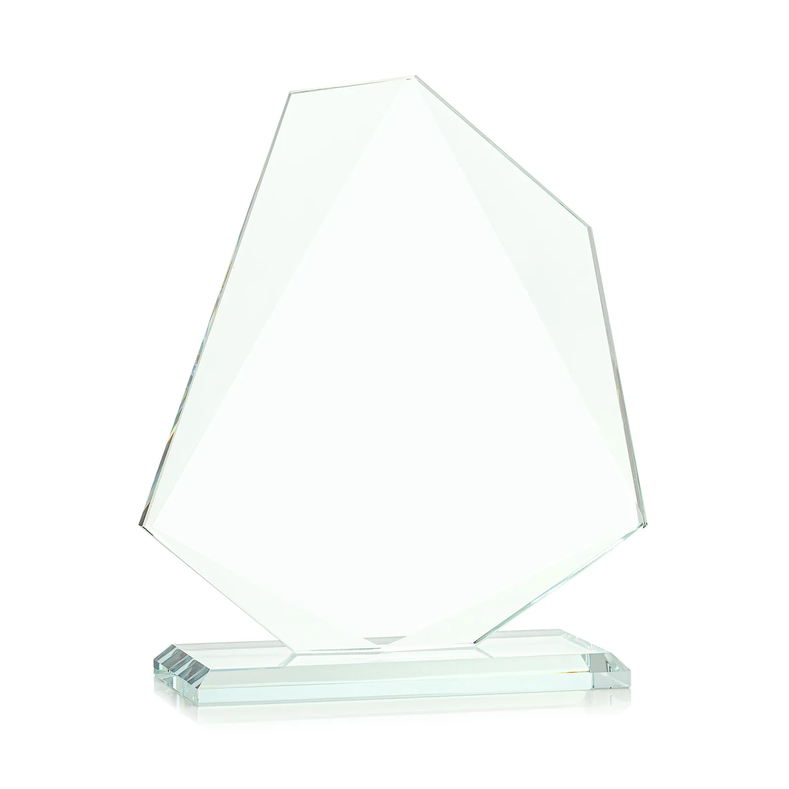 Personalized Jade Glass Polygon Award With Full-Perimeter Bevel, with your logo for service anniversary gifts
