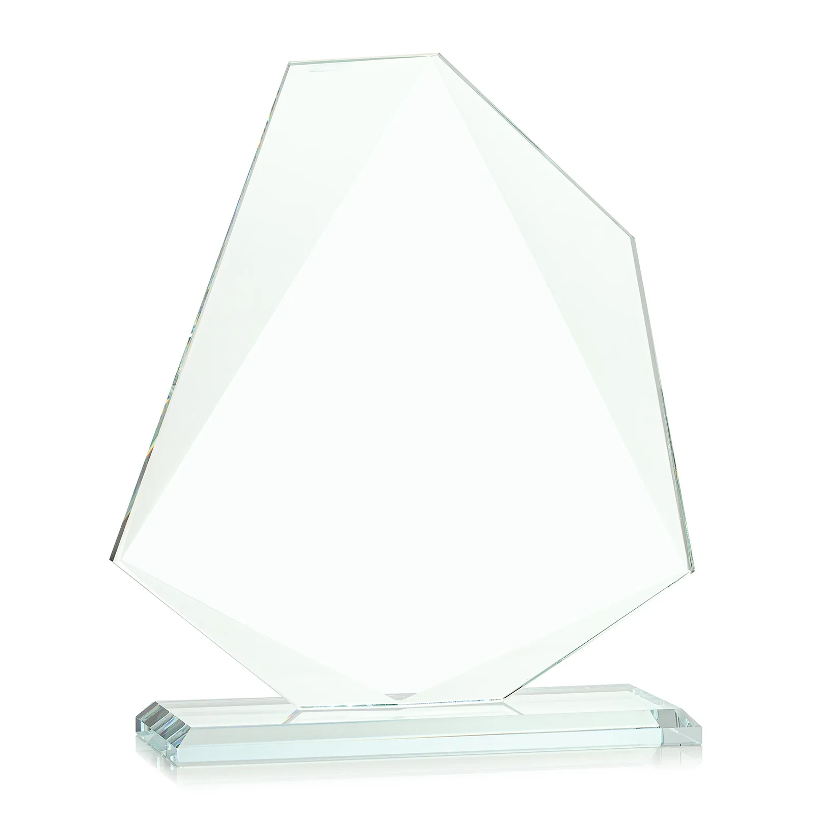 Personalized Jade Glass Polygon Award With Full-Perimeter Bevel, with your logo for sales achievement awards