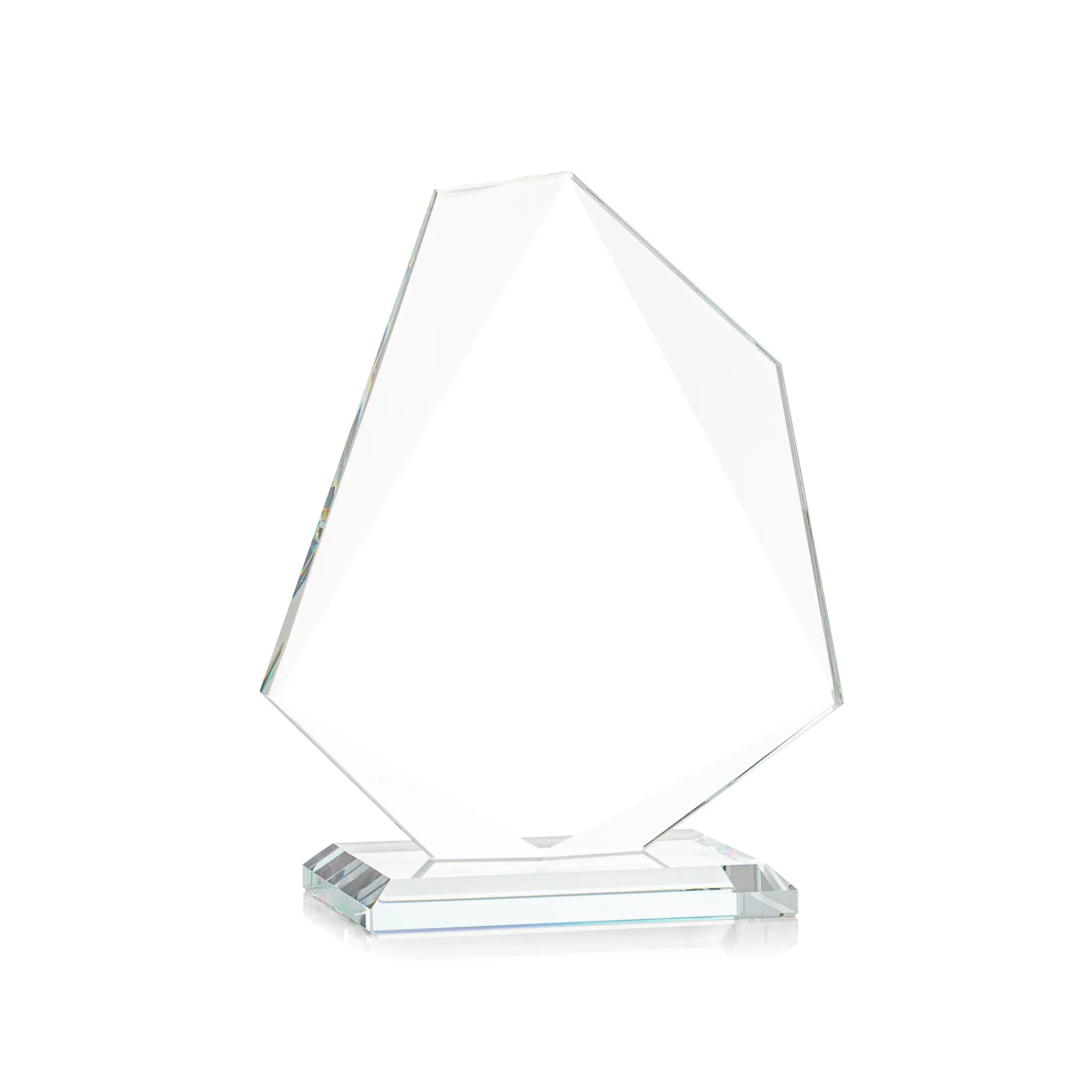 Personalized Jade Glass Polygon Award With Full-Perimeter Bevel, with your logo for retirement presentations