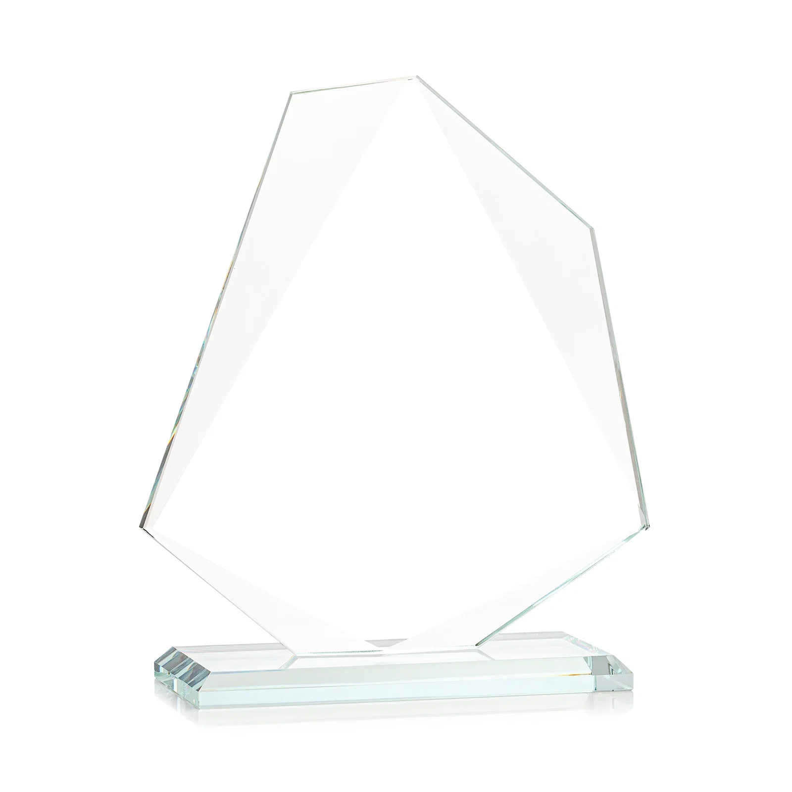 Personalized Jade Glass Polygon Award With Full-Perimeter Bevel, with your logo for donor appreciation