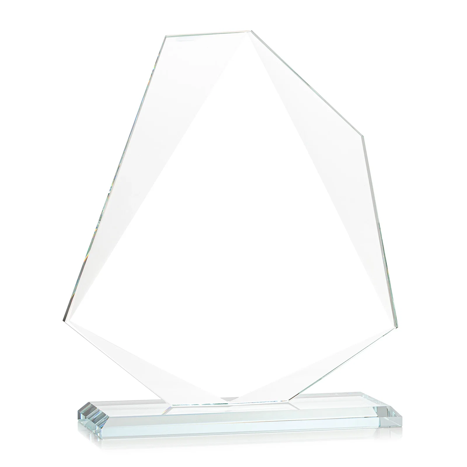 Personalized Jade Glass Polygon Award With Full-Perimeter Bevel, with your logo for graduation ceremonies