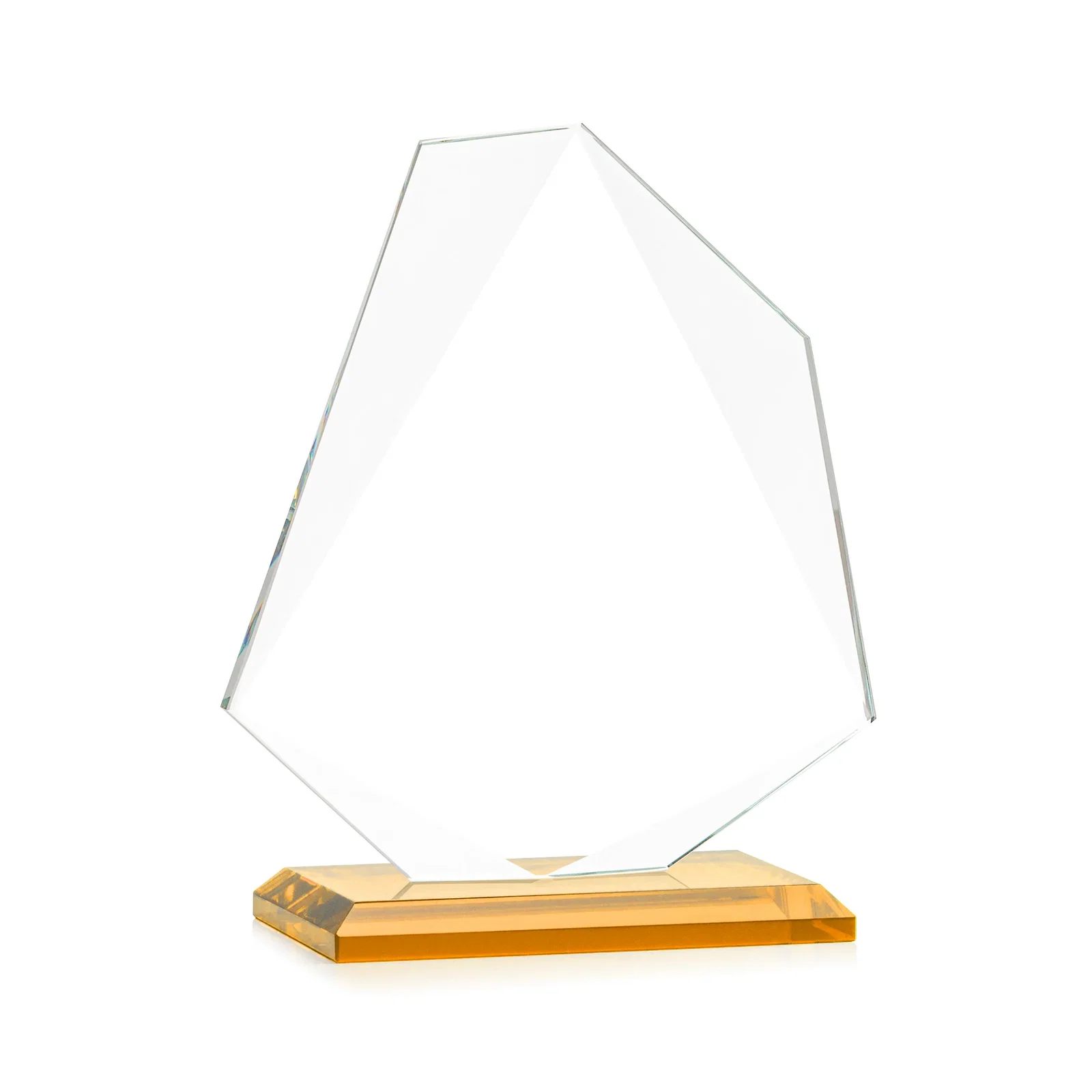 Personalized Jade Glass Polygon Award With Full-Perimeter Bevel, with your logo for volunteer appreciation