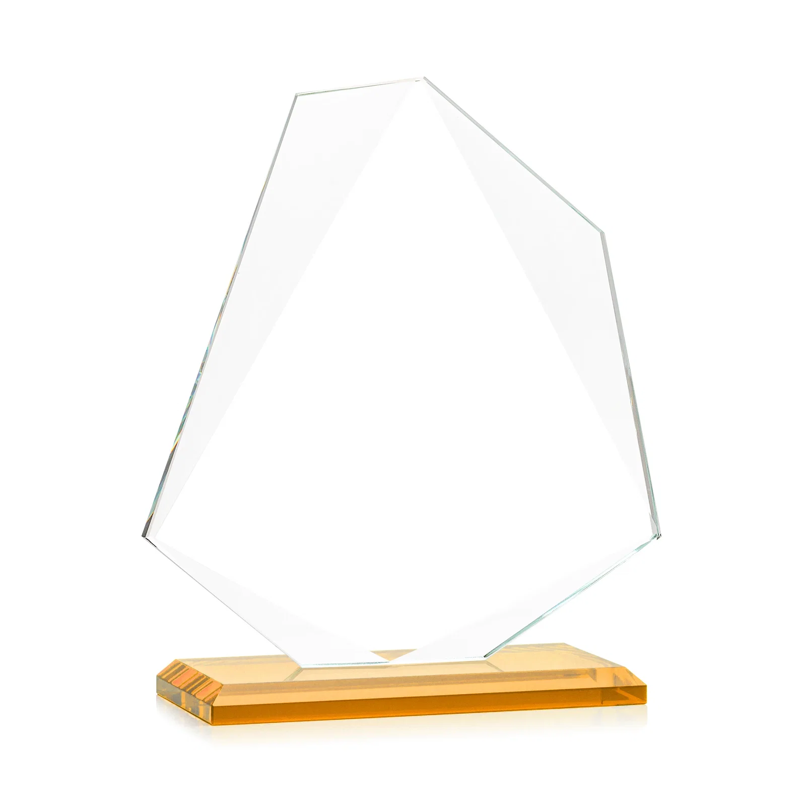 Personalized Jade Glass Polygon Award With Full-Perimeter Bevel, with your logo for dealer and partner awards