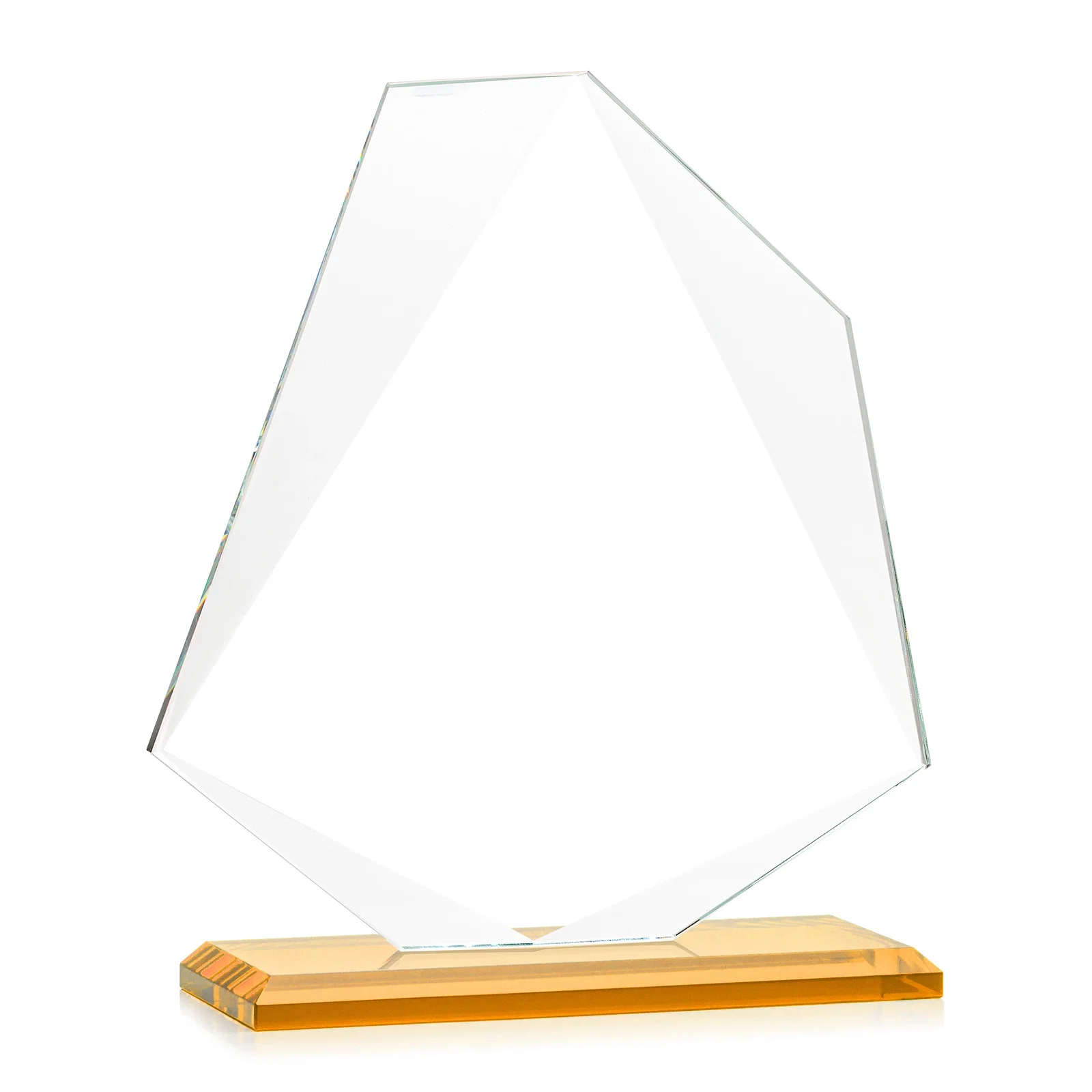 Personalized Jade Glass Polygon Award With Full-Perimeter Bevel, with your logo for company anniversary events