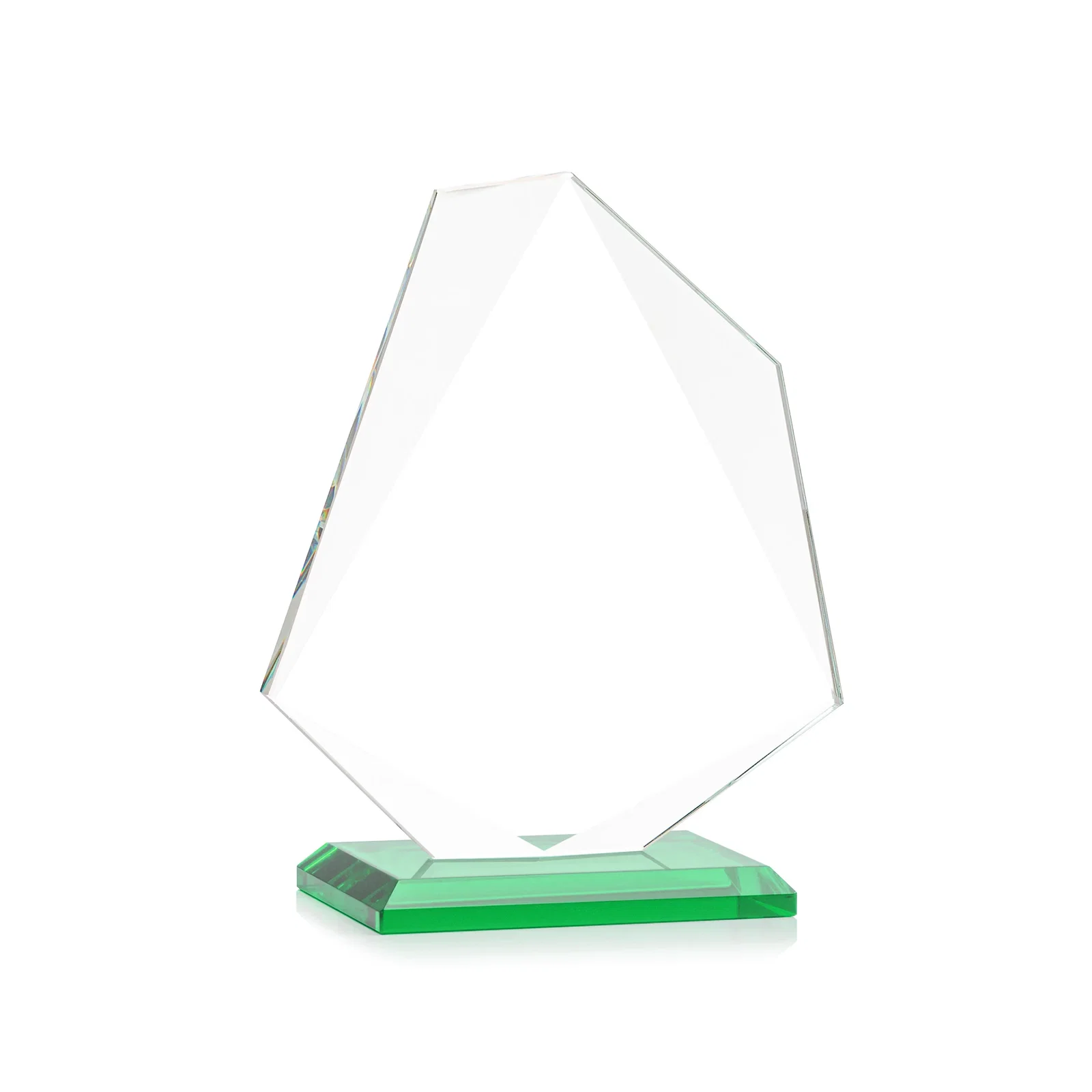 Promotional Jade Glass Polygon Award With Full-Perimeter Bevel, with your logo for employee recognition
