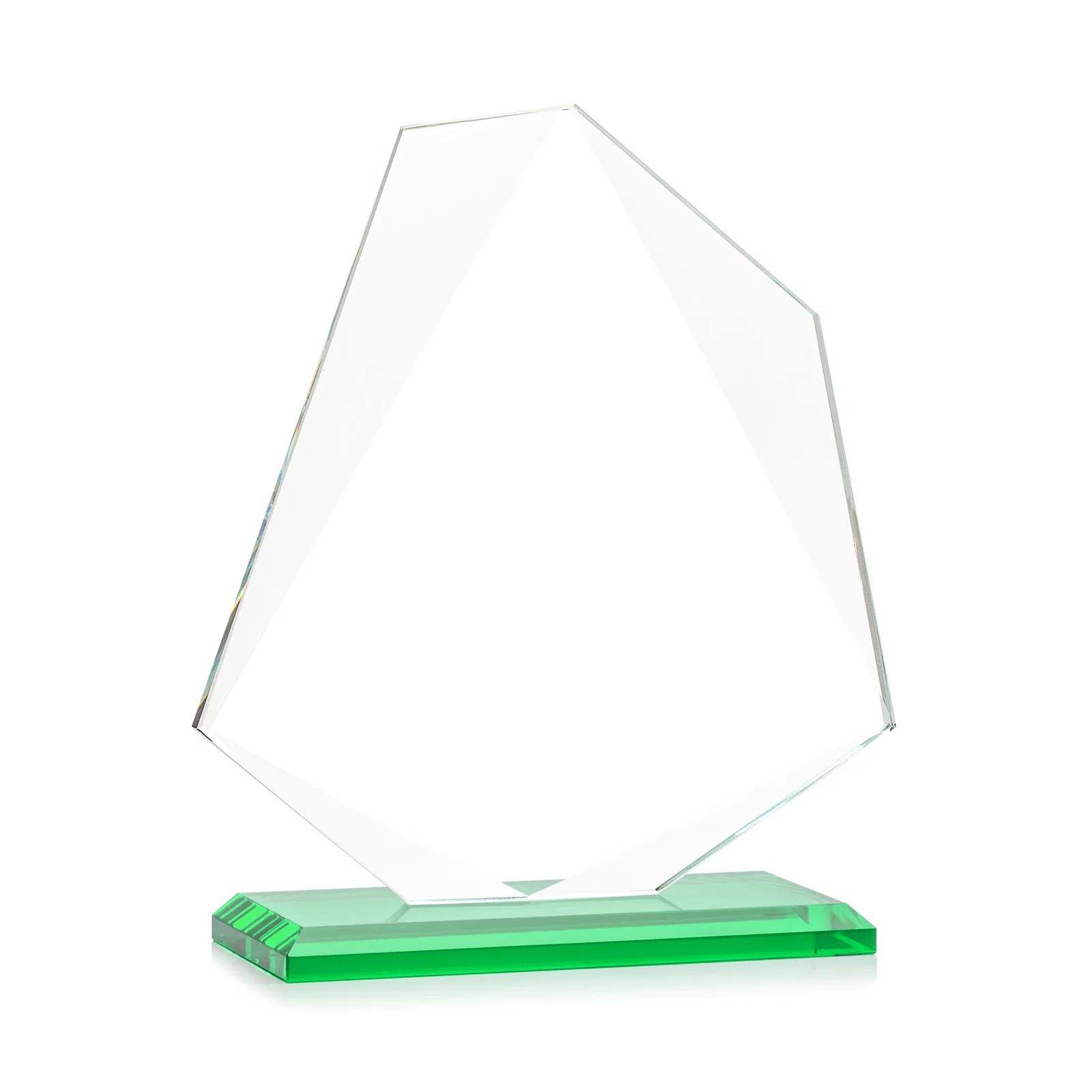 Promotional Jade Glass Polygon Award With Full-Perimeter Bevel, with your logo for service anniversary gifts