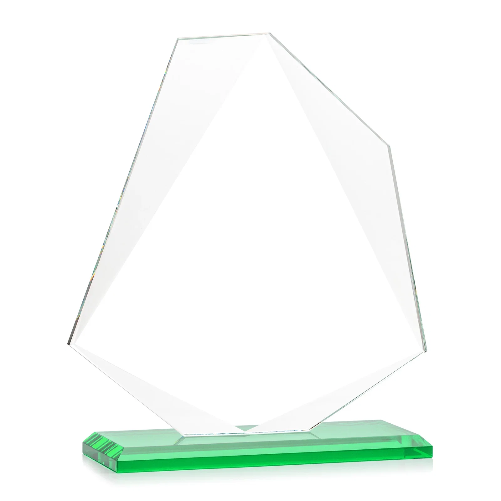 Promotional Jade Glass Polygon Award With Full-Perimeter Bevel, with your logo for sales achievement awards