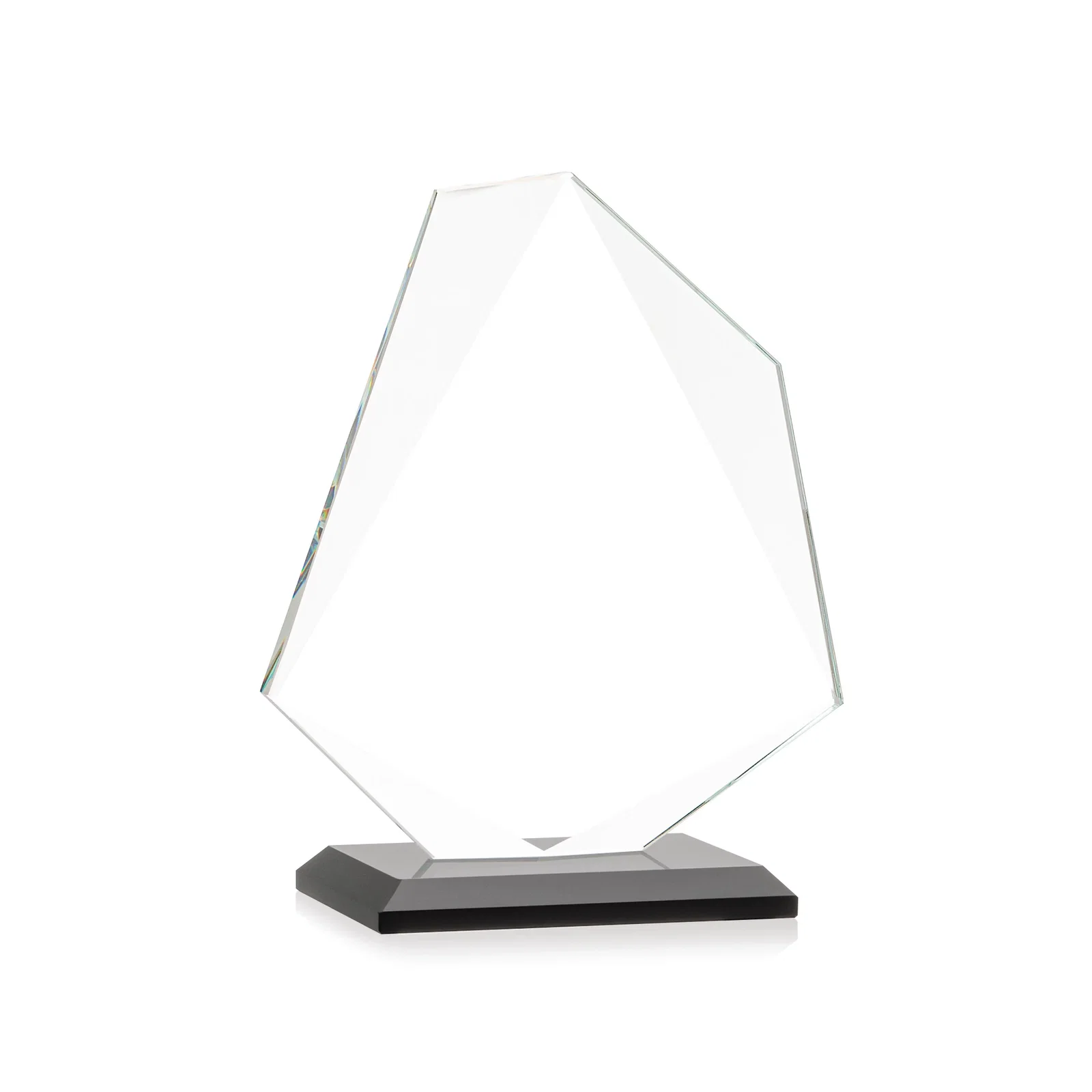 Promotional Jade Glass Polygon Award With Full-Perimeter Bevel, with your logo for retirement presentations