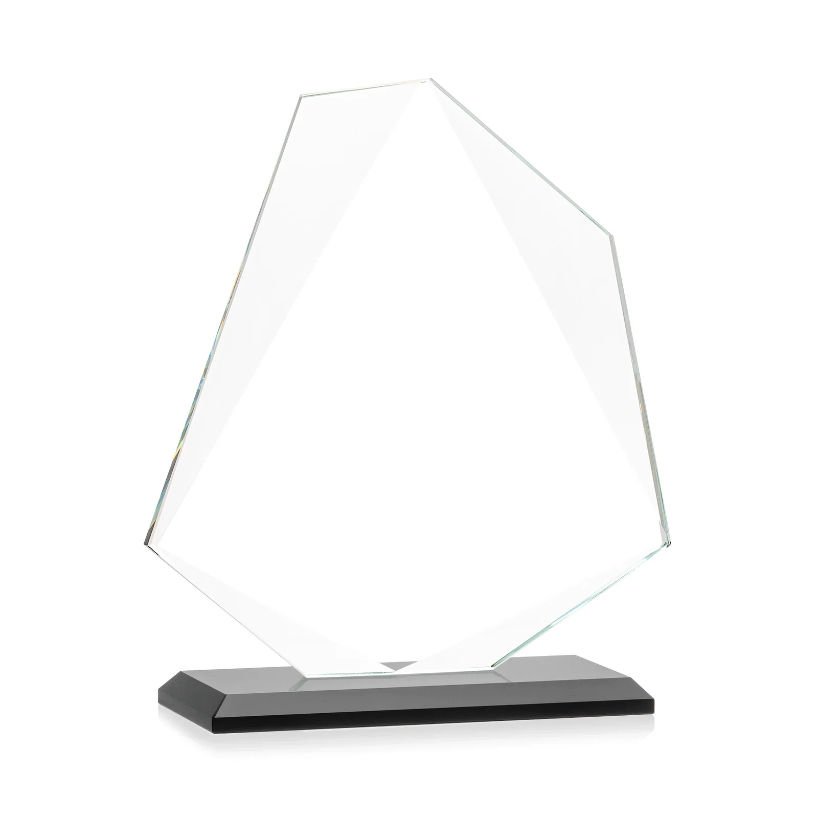 Promotional Jade Glass Polygon Award With Full-Perimeter Bevel, with your logo for donor appreciation
