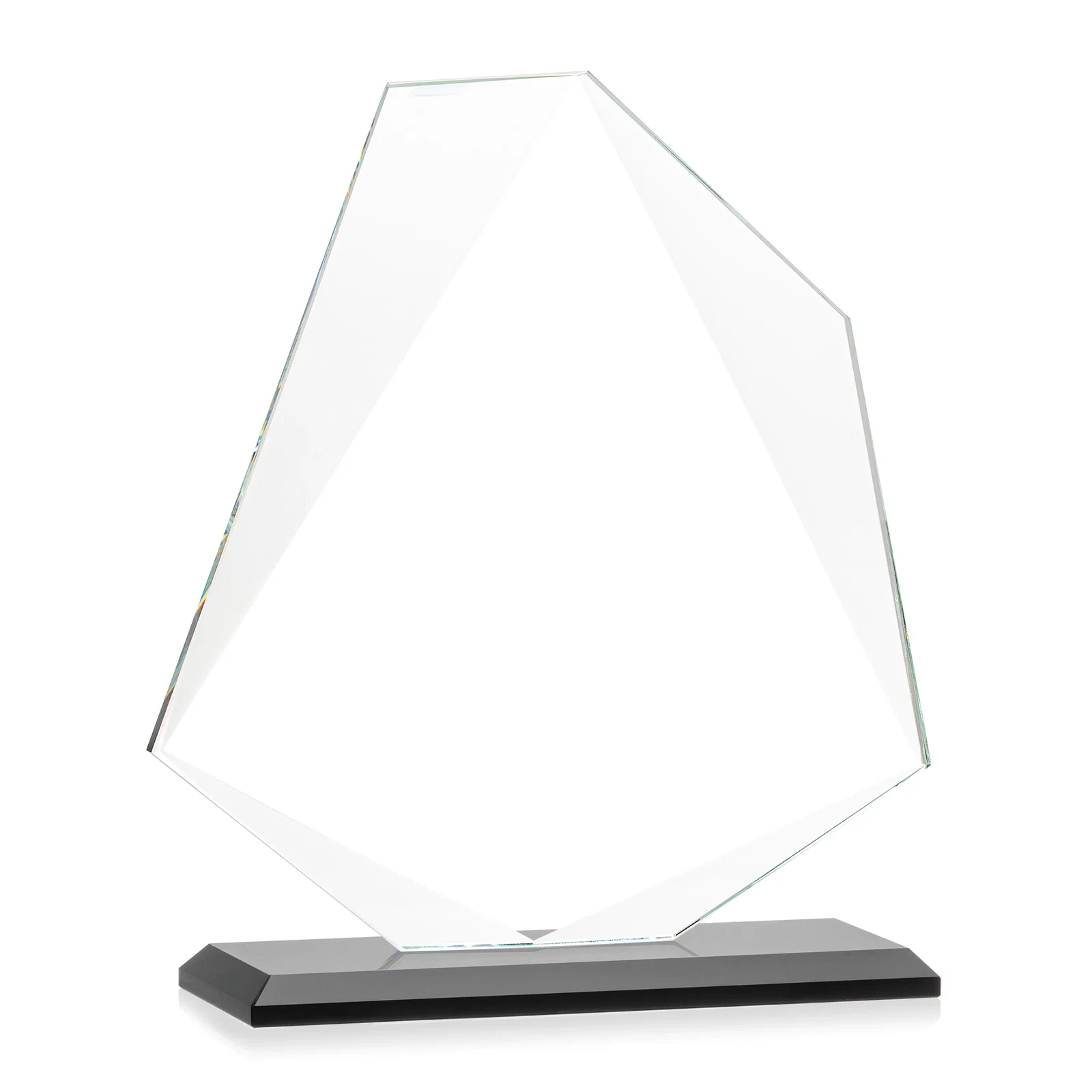 Promotional Jade Glass Polygon Award With Full-Perimeter Bevel, with your logo for graduation ceremonies