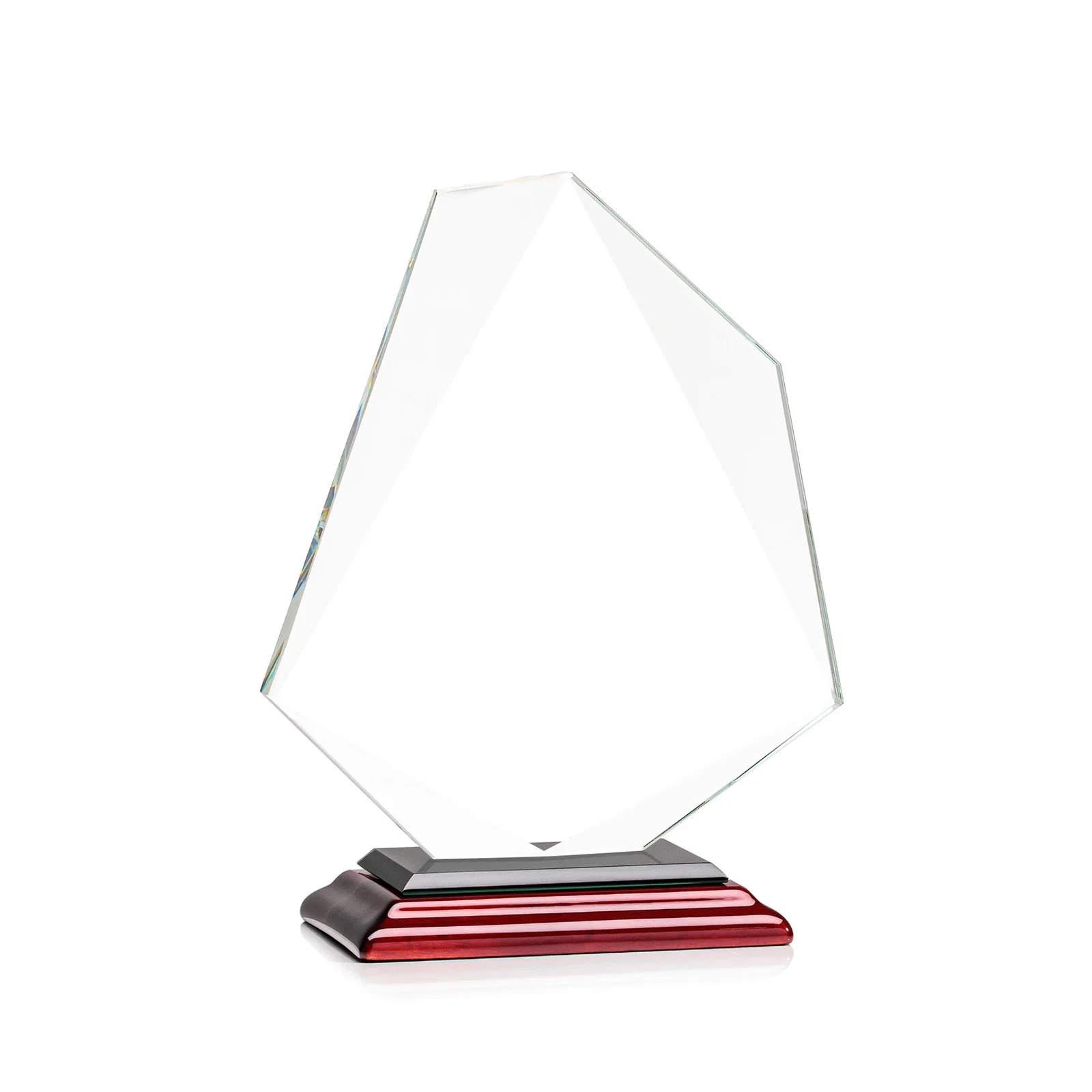 Branded Jade Glass Polygon Award With Full-Perimeter Bevel, with your logo for employee recognition