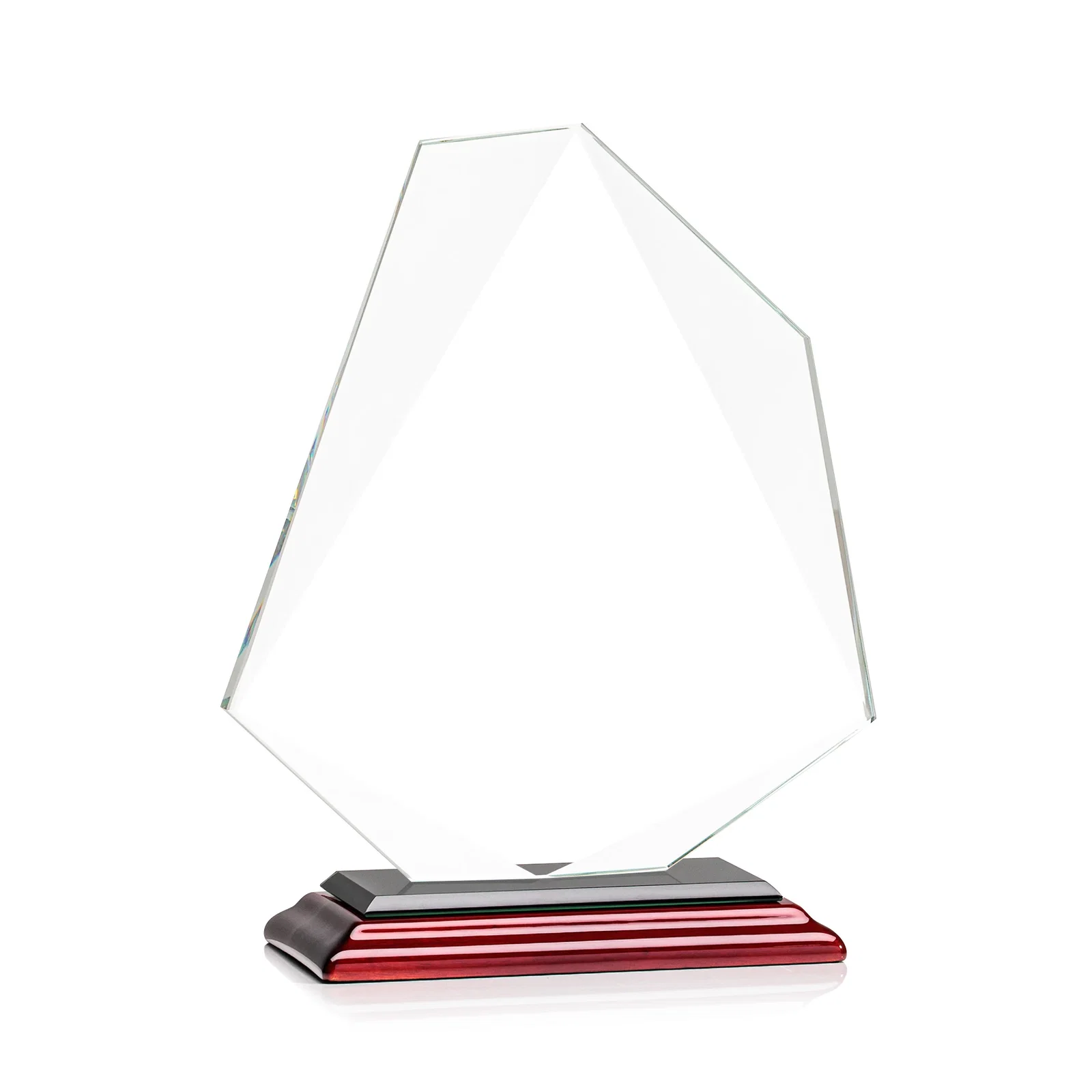 Branded Jade Glass Polygon Award With Full-Perimeter Bevel, with your logo for corporate award ceremonies