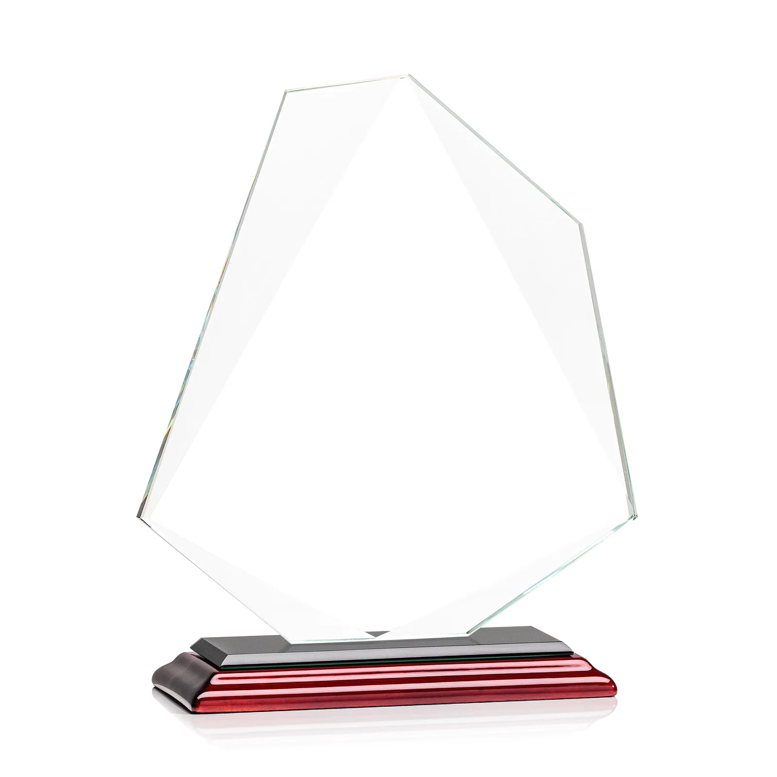 Branded Jade Glass Polygon Award With Full-Perimeter Bevel, with your logo for service anniversary gifts