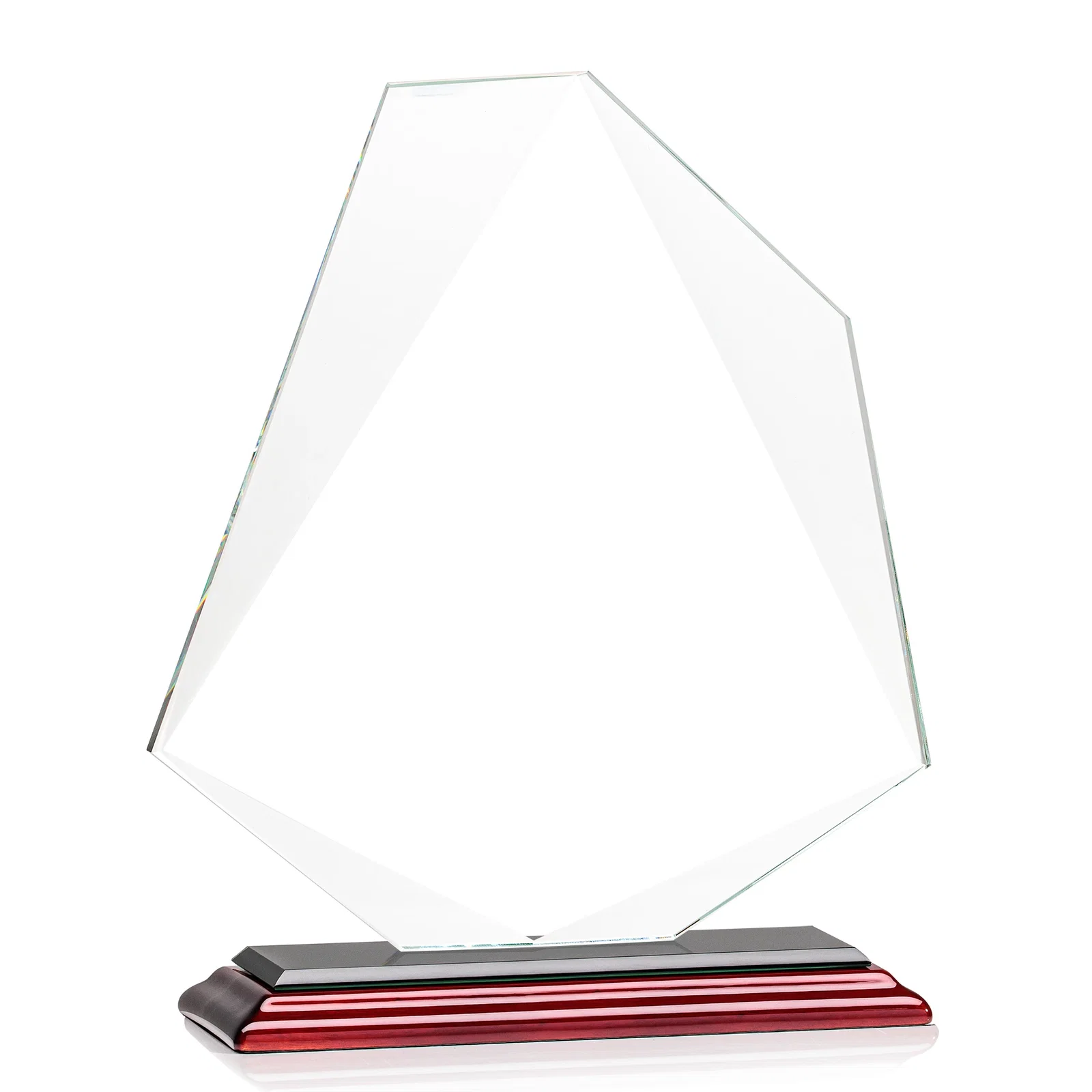 Branded Jade Glass Polygon Award With Full-Perimeter Bevel, with your logo for sales achievement awards