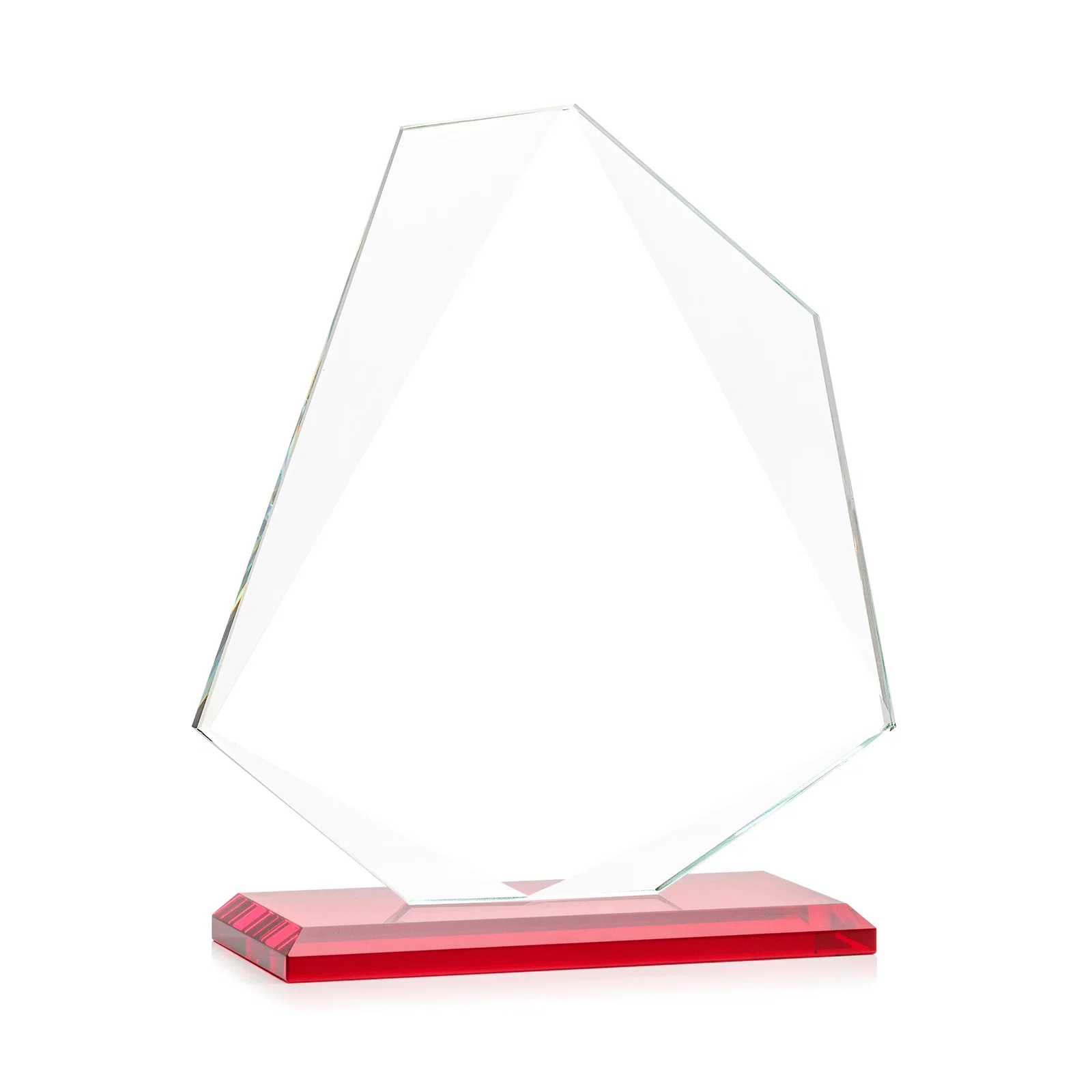 Branded Jade Glass Polygon Award With Full-Perimeter Bevel, with your logo for donor appreciation