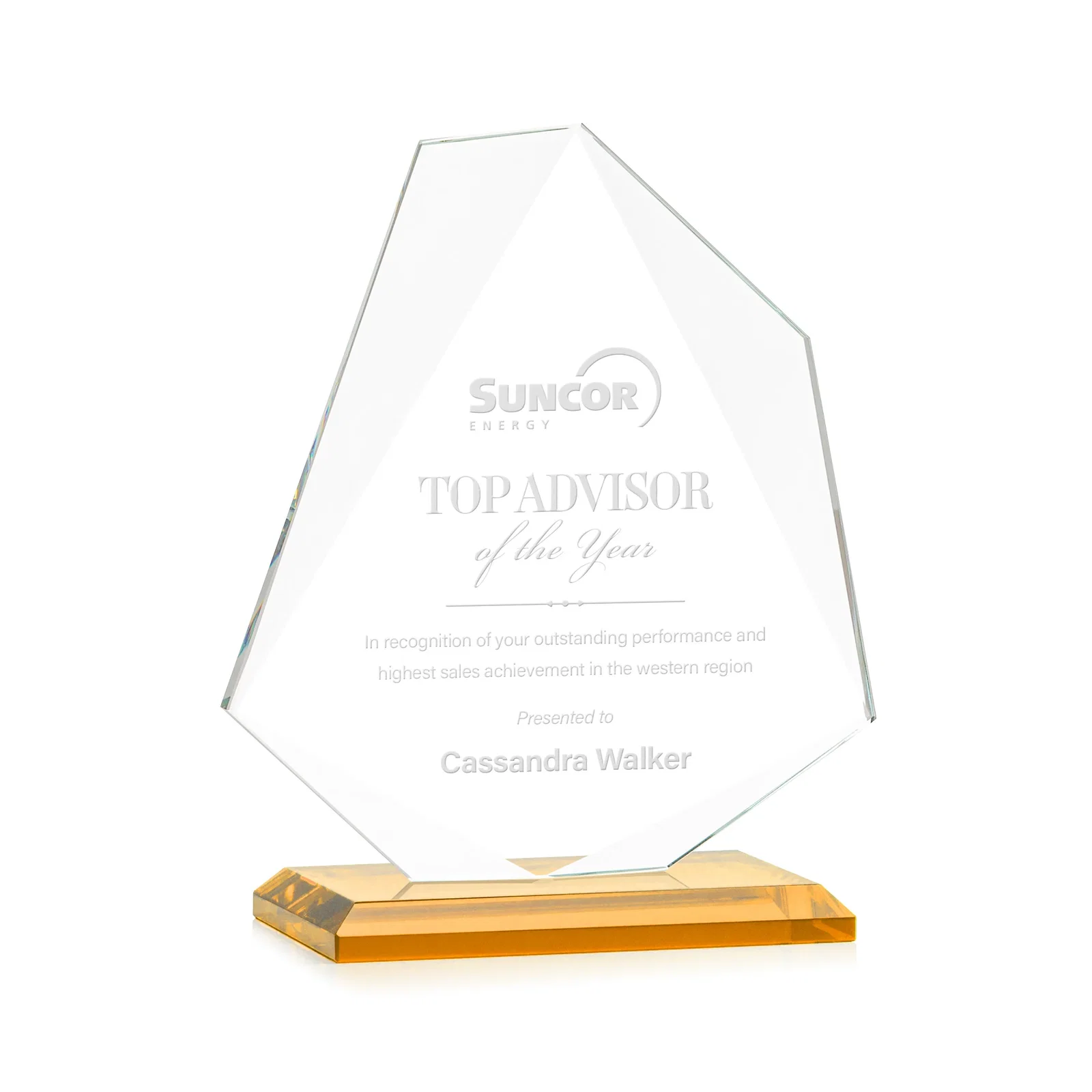 Personalized Jade Glass Polygon Award With Full-Perimeter Bevel for corporate award ceremonies