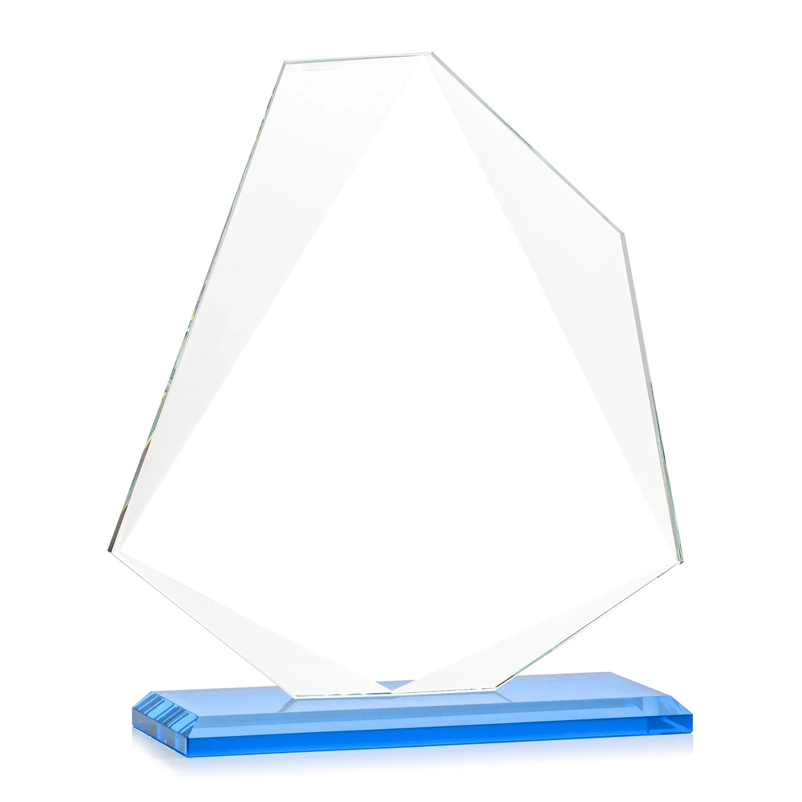Branded Jade Glass Polygon Award With Full-Perimeter Bevel, with your logo for company anniversary events