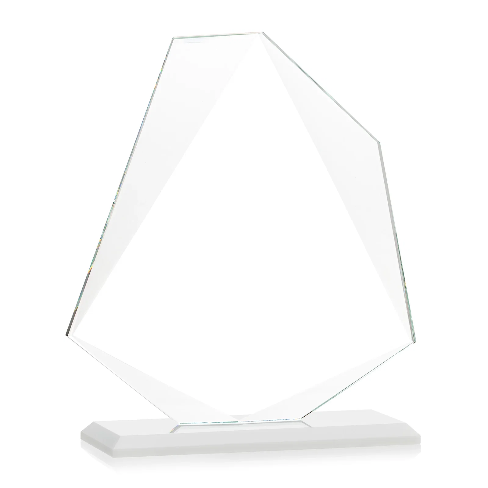 Custom printed Jade Glass Polygon Award With Full-Perimeter Bevel, with your logo for sales achievement awards