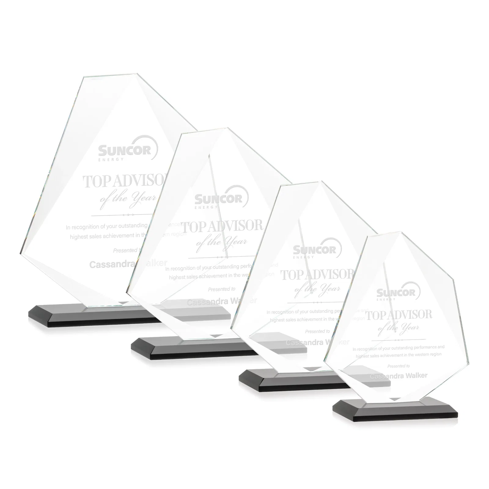 Personalized Jade Glass Polygon Award With Full-Perimeter Bevel for volunteer appreciation