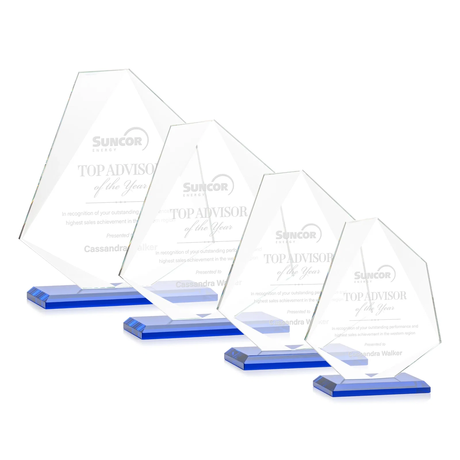 Promotional Jade Glass Polygon Award With Full-Perimeter Bevel for service anniversary gifts