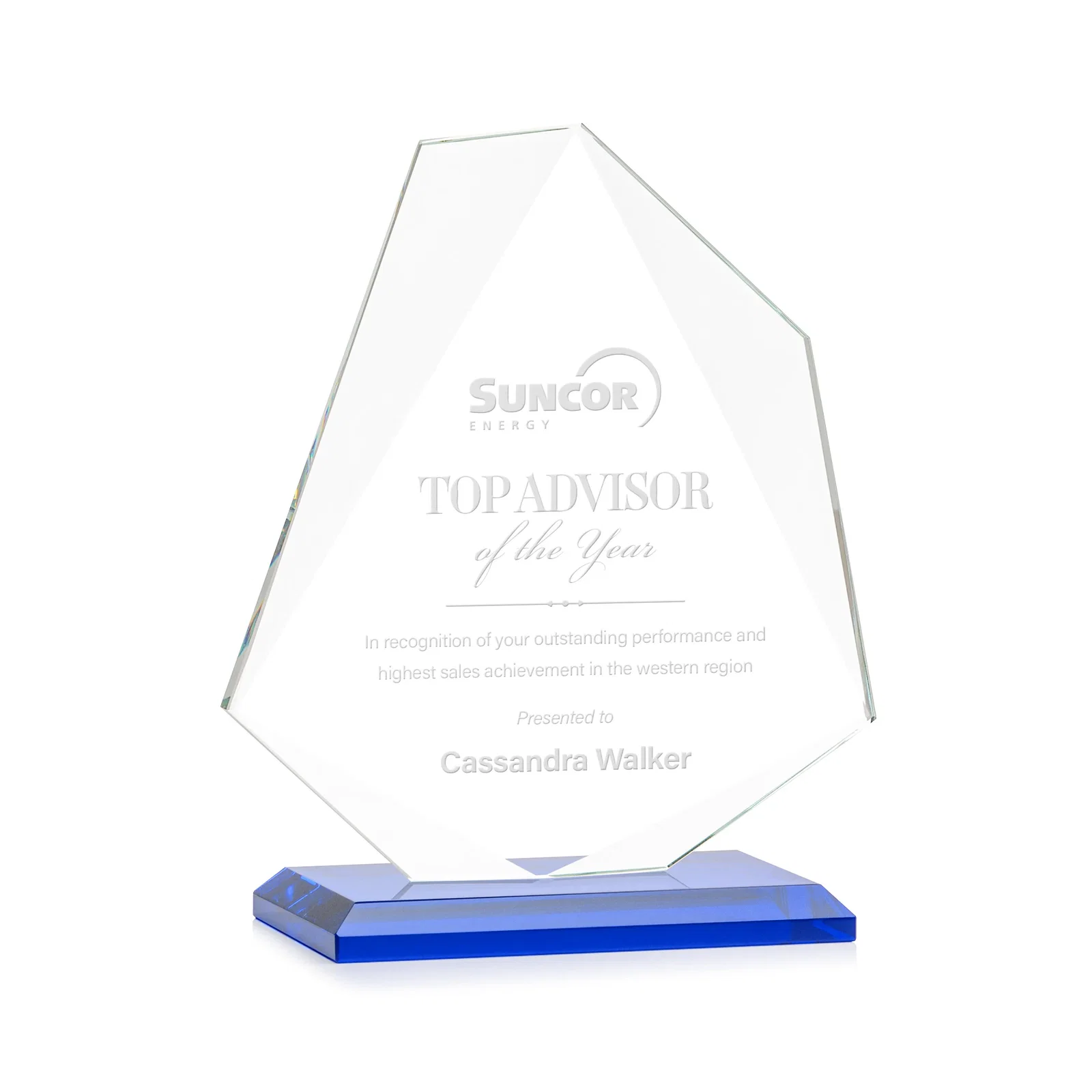 Promotional Jade Glass Polygon Award With Full-Perimeter Bevel for retirement presentations