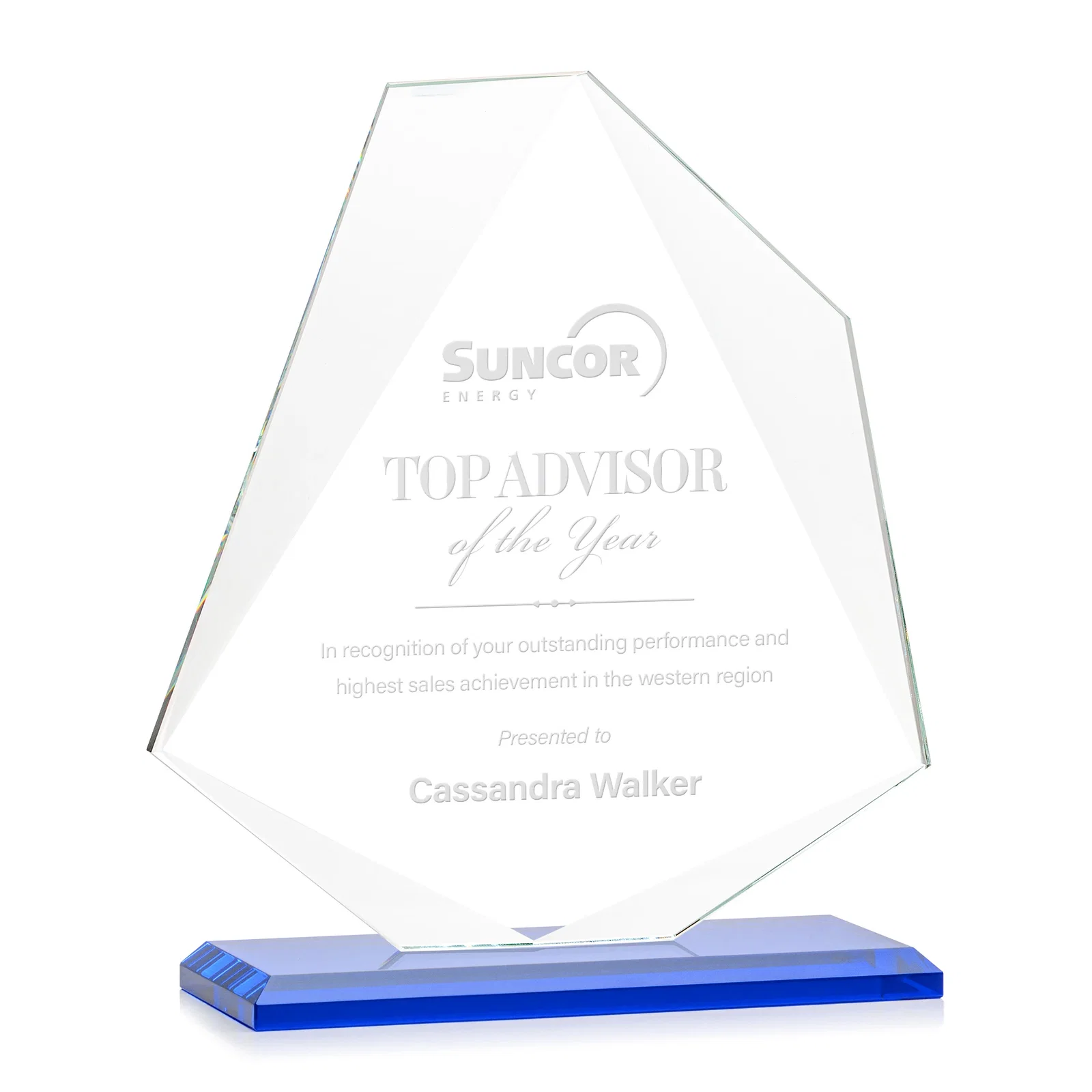 Promotional Jade Glass Polygon Award With Full-Perimeter Bevel for donor appreciation