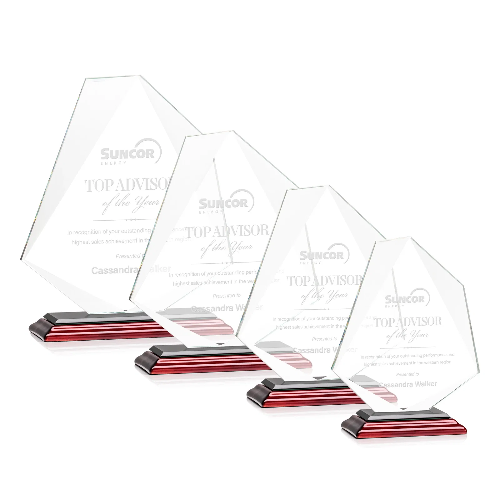 Promotional Jade Glass Polygon Award With Full-Perimeter Bevel for graduation ceremonies
